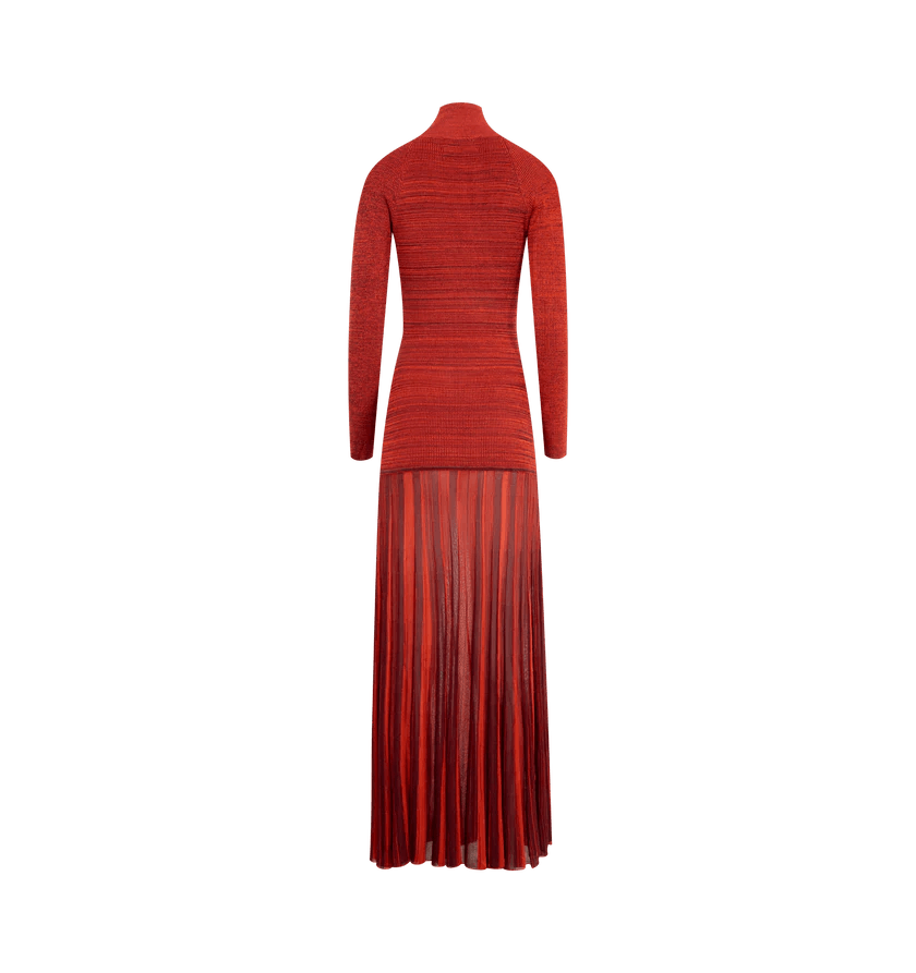 Christopher John Rogers o1h1sh11225 Turtleneck Ribbed Knit Maxi Dress in Red Size S / US 4 / IT 40 - 2 Thumbnail