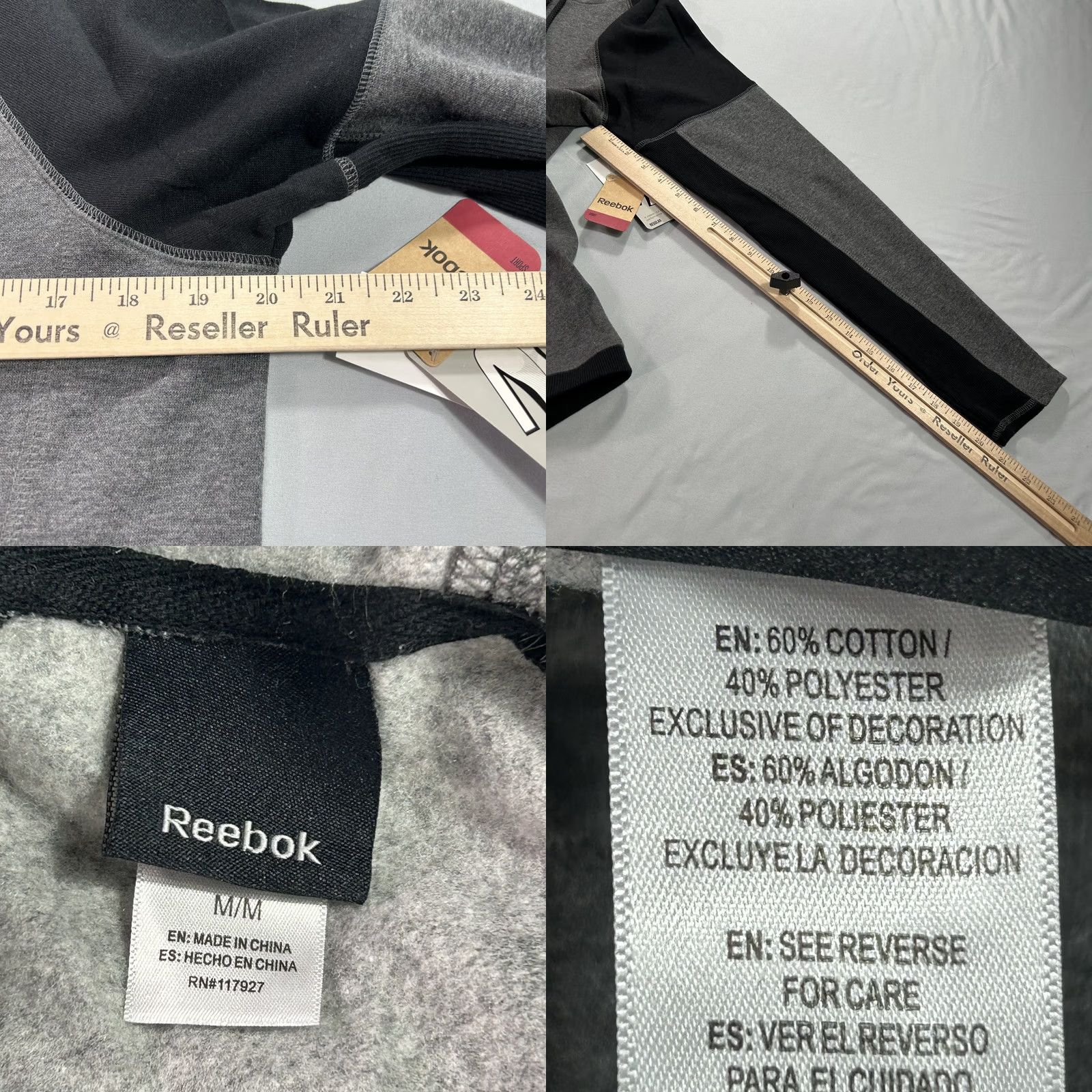 Reebok Reebok Hoodie Womens M Gray Black Pullover Fleece Sweatshirt" Size M / US 6-8 / IT 42-44 - 8 Thumbnail