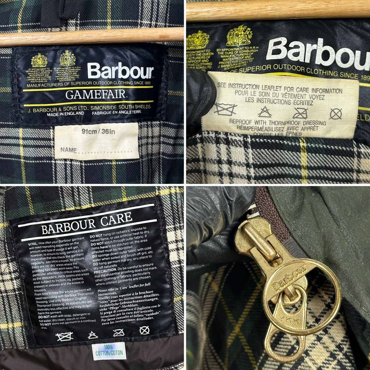 Barbour Vintage Barbour Gamefair Waxed Olive Green Coat Jacket Size US S / EU 44-46 / 1 - 24 Thumbnail