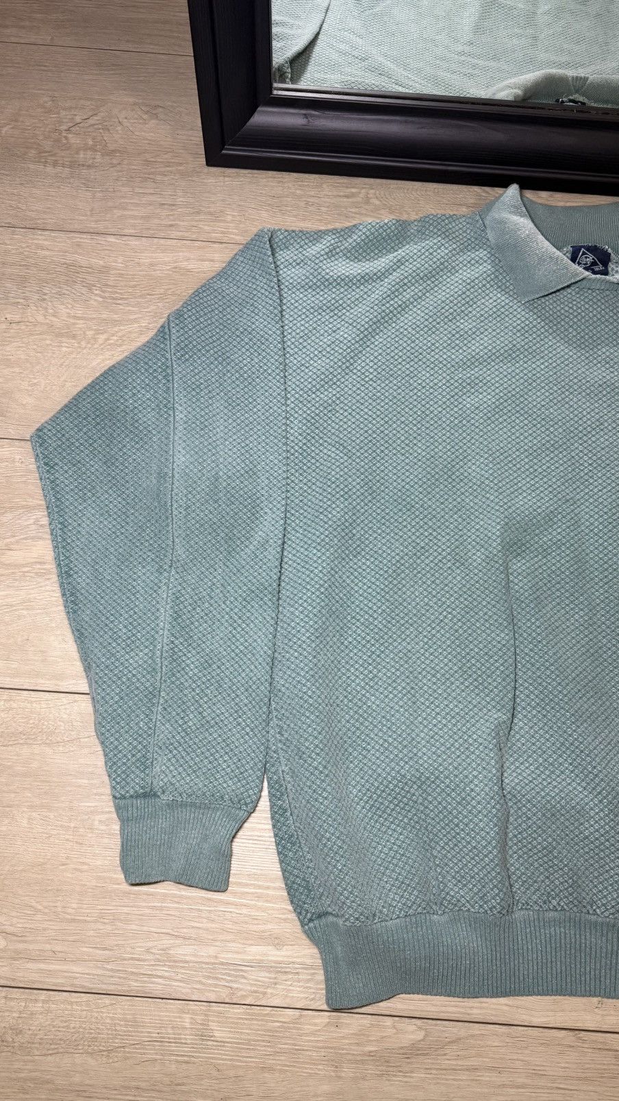 Gotcha Vintage 1990s Sea Foam Blue Thermal Waffle Weave Long Sleeve Size US XL / EU 56 / 4 - 5 Thumbnail