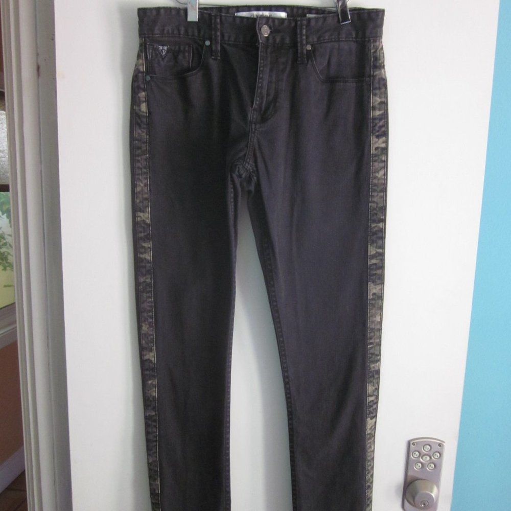 Guess GUESS Jeans Camo Trim Size 32 Slim Black Denim Size 24" / US 00 / IT 34 - 12 Thumbnail