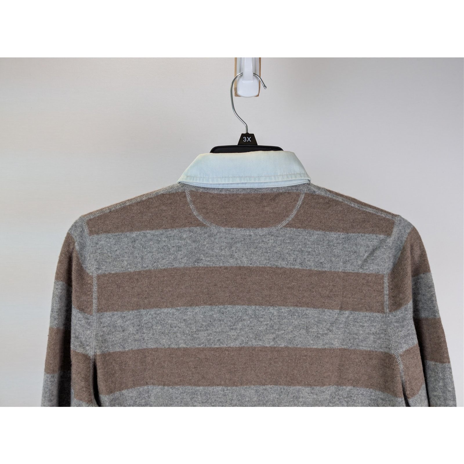 Brunello Cucinelli o1rshd1 CC20 Long Sleeve Striped Polo Shirt in Multicolor Size US M / EU 48-50 / 2 - 11 Thumbnail