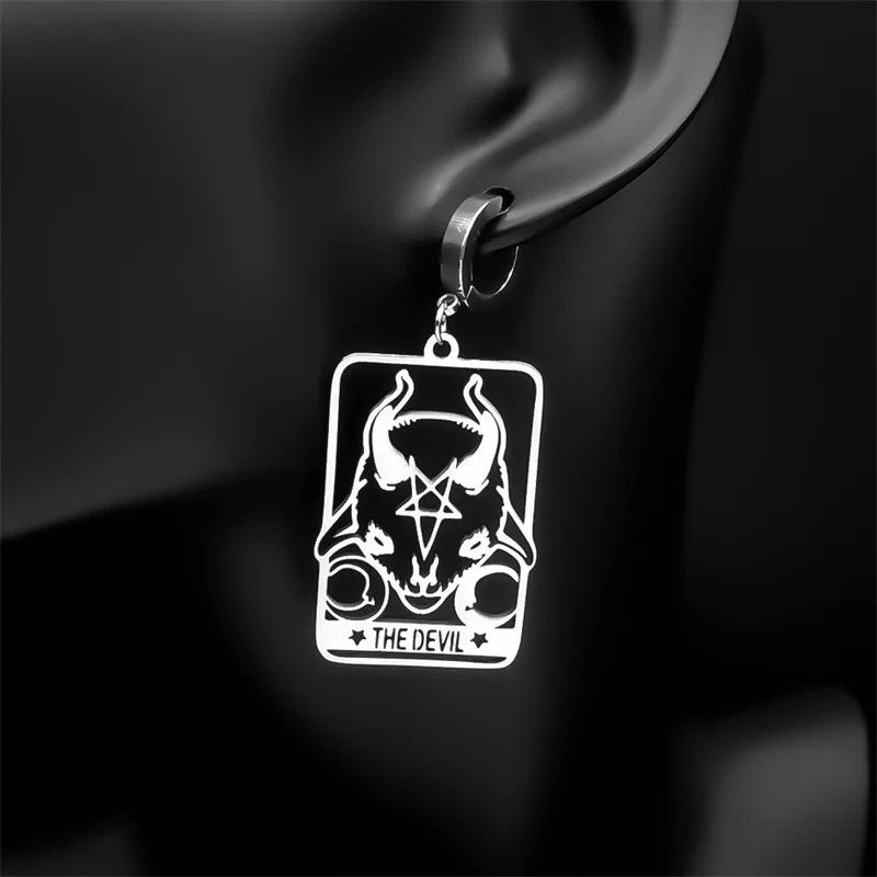 Jewelry Goat Sheep Head Pentacle Hoop Earrings Jewelry Gift Size ONE SIZE - 3 Thumbnail