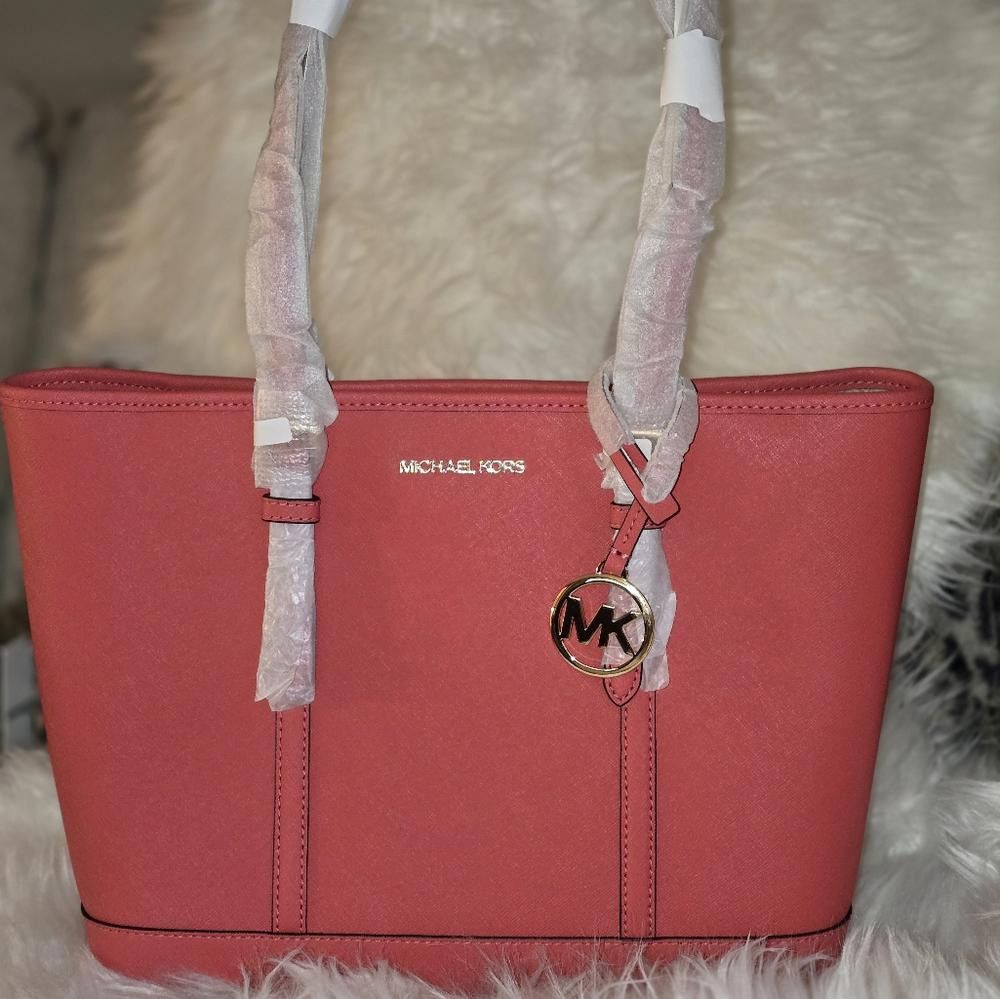 Michael Kors Jet Set Travel Saffiano Leather Tote Bag in Pink, Women's