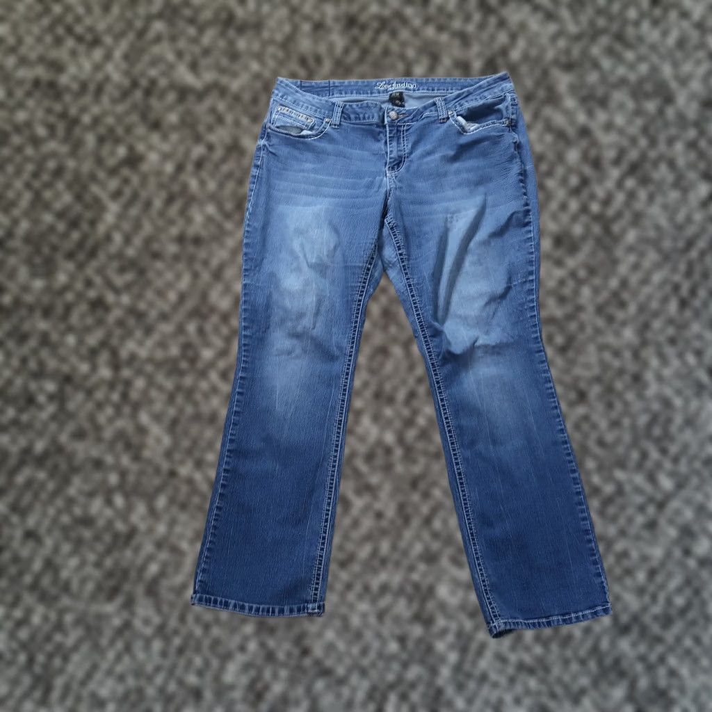Denime Love Indigo Bootcut Jeans Women's 18W Blue Denim Stretch Pants Mid Dirt Blue? Size 40" / US 18 - 1 Thumbnail