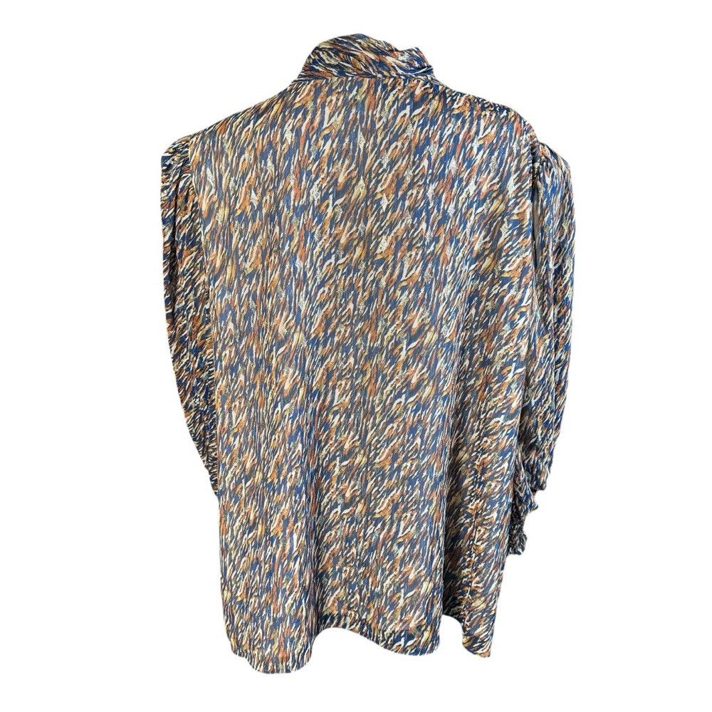 Vince Camuto New Vince Camuto Metallic Fleck Abstract Print Bow Blouse S Size 3XL / US 20-22 - 4 Thumbnail