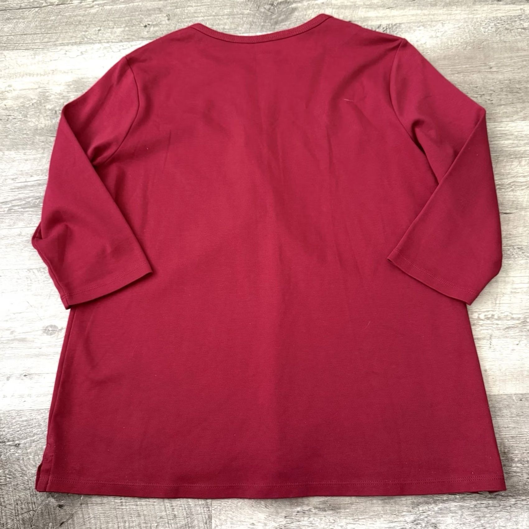 Vintage LL Bean Split V-Neck 3/4 Sleeve Tee Womens Large Petite 100% Cotton Red V-Neck Pullover Shirt Size L / US 10 / IT 46 - 5 Thumbnail