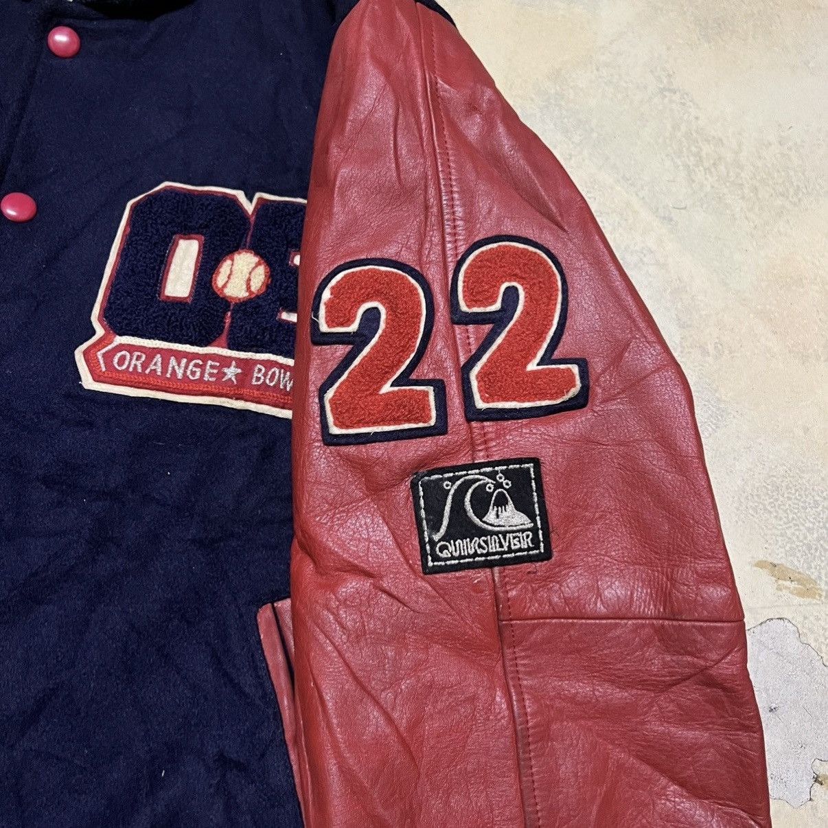 Vintage Vintage Orange Bowl Leather Sleeve Varsity Jacket Size US L / EU 52-54 / 3 - 5 Thumbnail