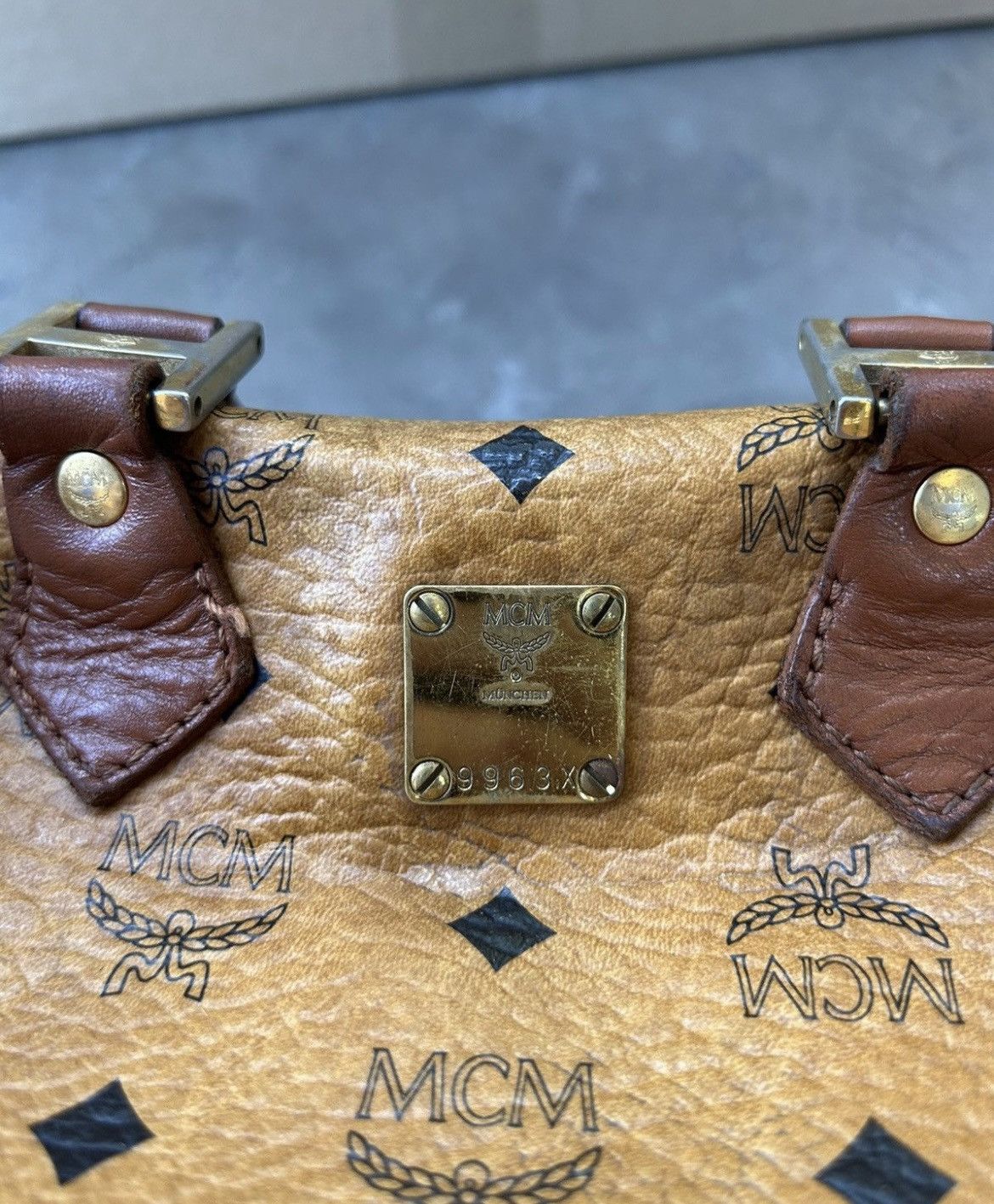MCM MCM Boston Bag Ladies Cognac PVC Leather Visetos Brown Size ONE SIZE - 16 Thumbnail