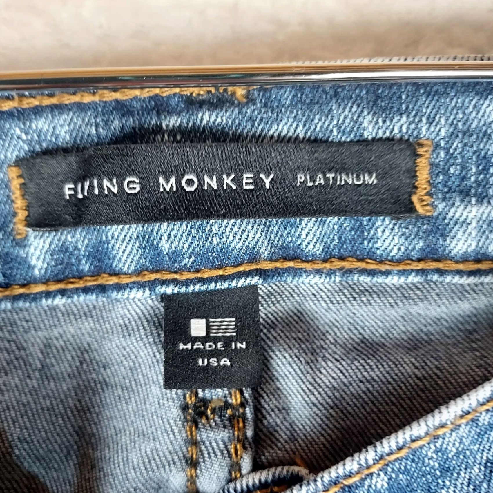 Vintage Flying Monkey Platinum Low Rise Skinny Jeans 29 Blue Denim Women's 5-Pocket Stretch USA Made Spring Summer Fall Winter Size 29" - 4 Thumbnail