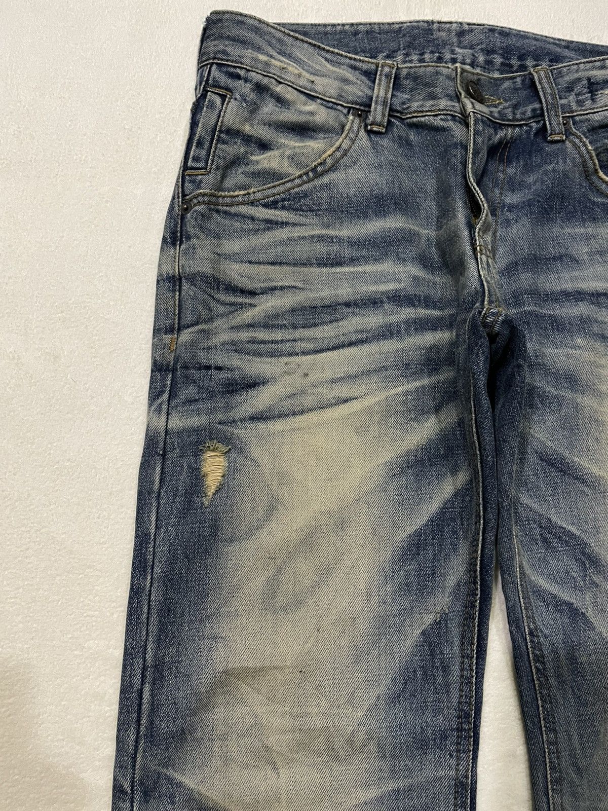 Japanese Brand Vintage Improves Boot Cut Distress Mudwash Denim Jeans Size US 31 - 5 Thumbnail