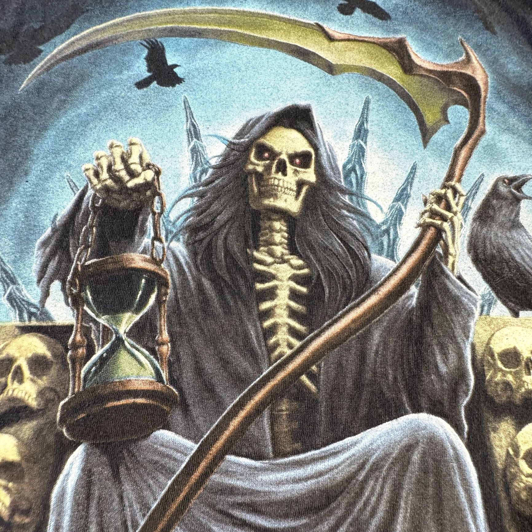 Vintage VINTAGE DOM Shirt Mens Medium Black Gothic Horror Skull Grim Reaper T-Shirt Art 90s Size US M / EU 48-50 / 2 - 3 Thumbnail