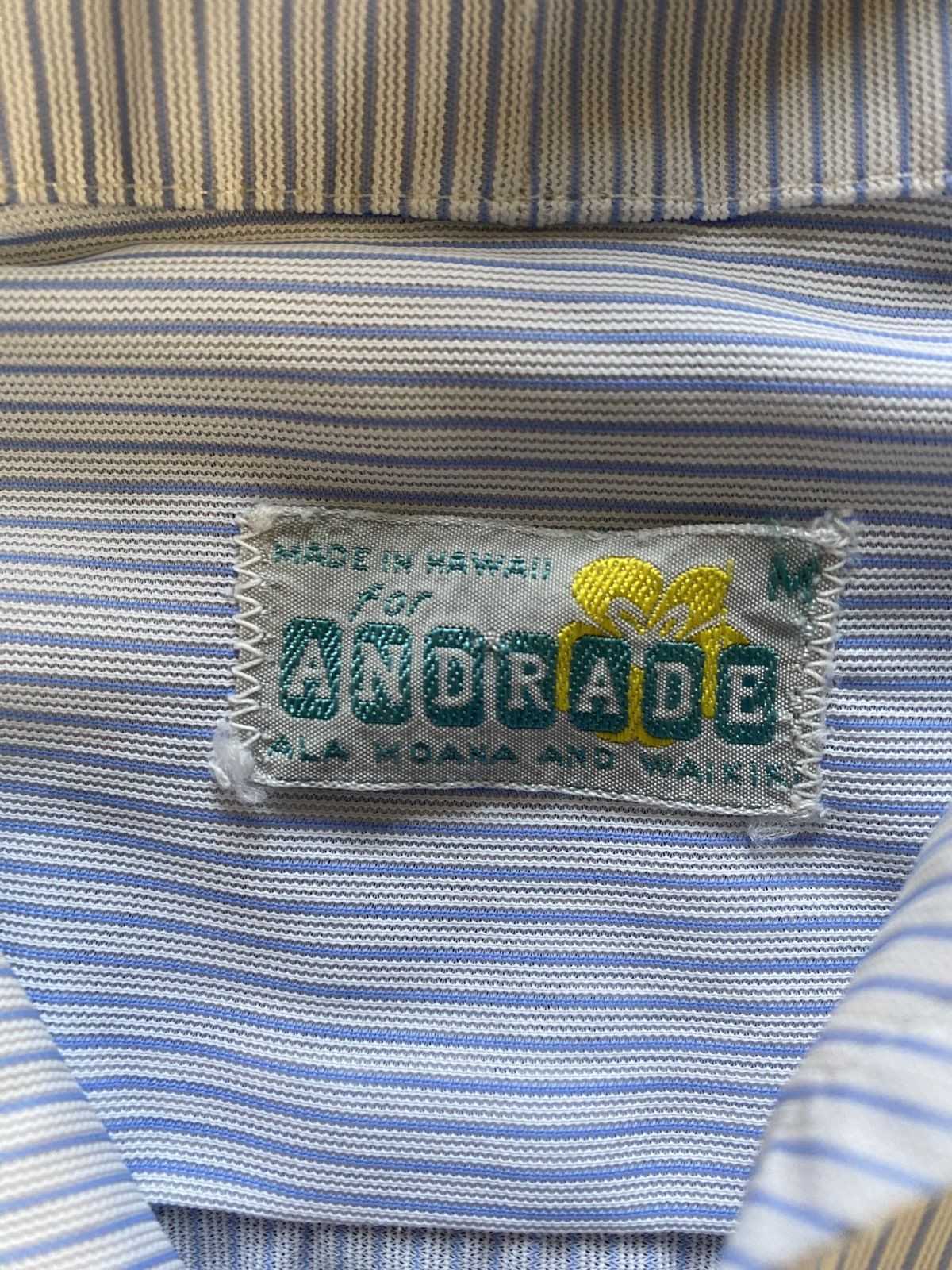 Vintage Vintage 50’s Andrade Pinstripe Pineapple Embroidery Hawaiian Size US M / EU 48-50 / 2 - 6 Thumbnail