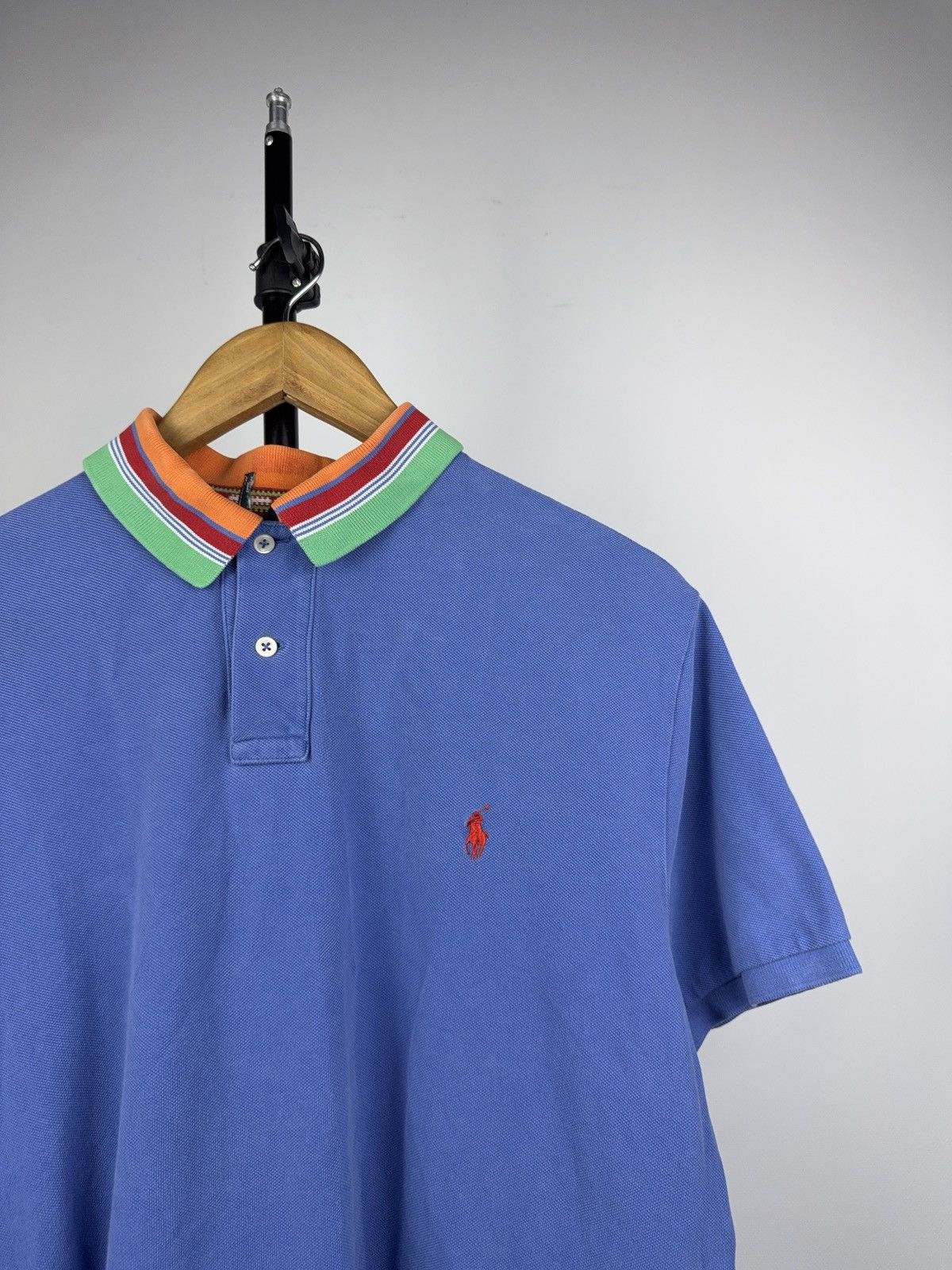 Polo Ralph Lauren Retro Ralph Lauren Multi Stripe Collar Polo Shirt Blue XL Size US XL / EU 56 / 4 - 2 Thumbnail