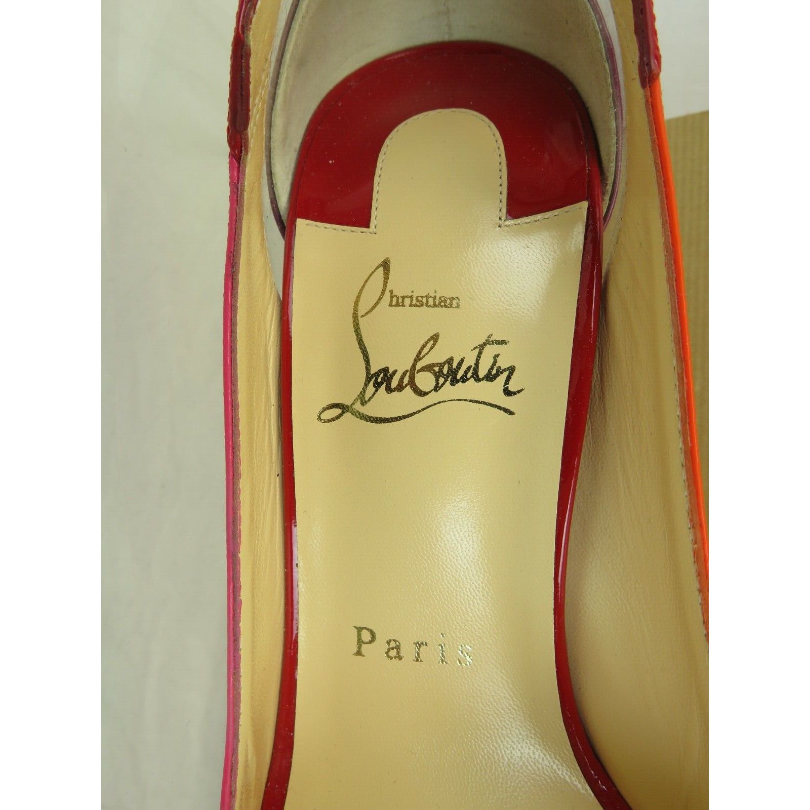Christian Louboutin TECHNICATINA 120 MULTICOLOR PATENT LEATHER PVC PEEP PUMPS 38 Size US 8 / IT 38 - 11 Thumbnail