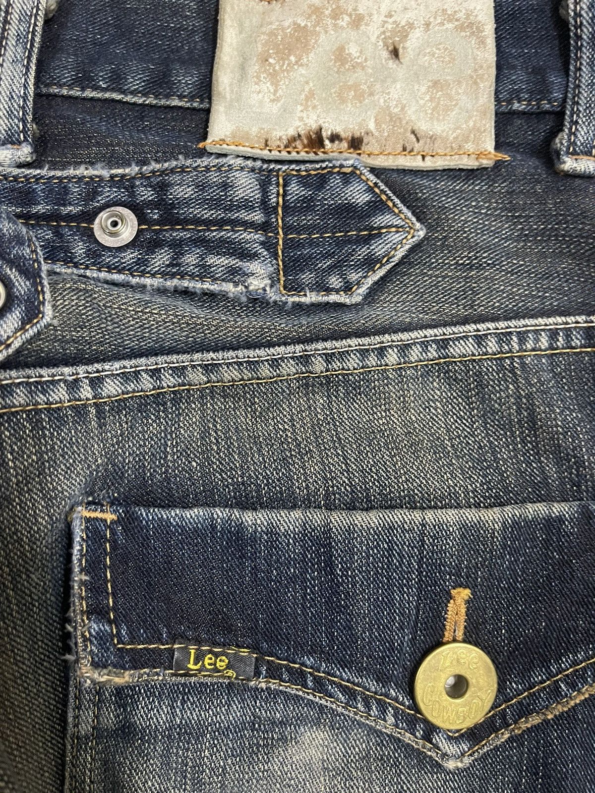 Lee Vintage Lee Cowboy Buckle Blue Wash Bleached Baggy Jeans Size US 34 / EU 50 - 9 Thumbnail