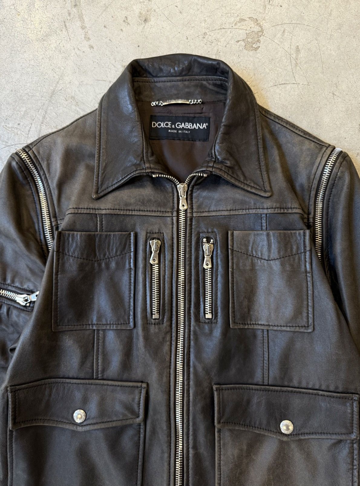 Dolce & Gabbana Archive Dolce & Gabbana Convertible Multi-Zip Leather Jacket Size US M / EU 48-50 / 2 - 2 Thumbnail