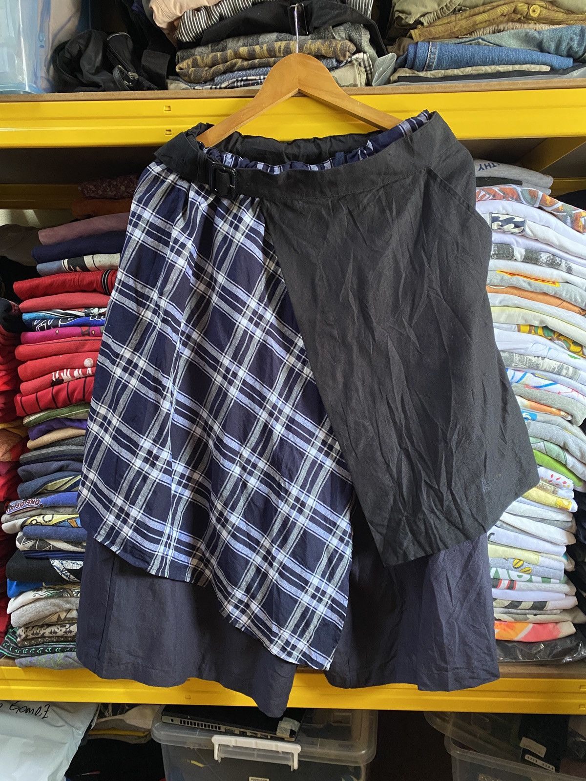 Designer × Frapbois × Japanese Brand Frapbois Japanese cyberpunk Double Layer Cropped Wrap Pants Size US 30 / EU 46 - 1 Thumbnail