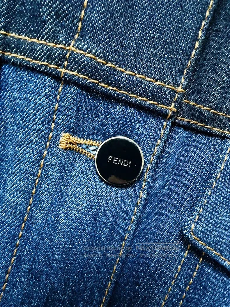 Fendi Fendi Navy Blue and Blue Long Sleeve Denim Jacket Size 4XL / US 24-26 - 5 Thumbnail