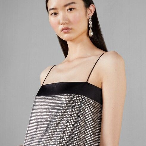 Gucci o1s1wg111025 Silk Mini Dress With Mirrors Appliqu in Silver Size M / US 6-8 / IT 42-44 - 6 Thumbnail