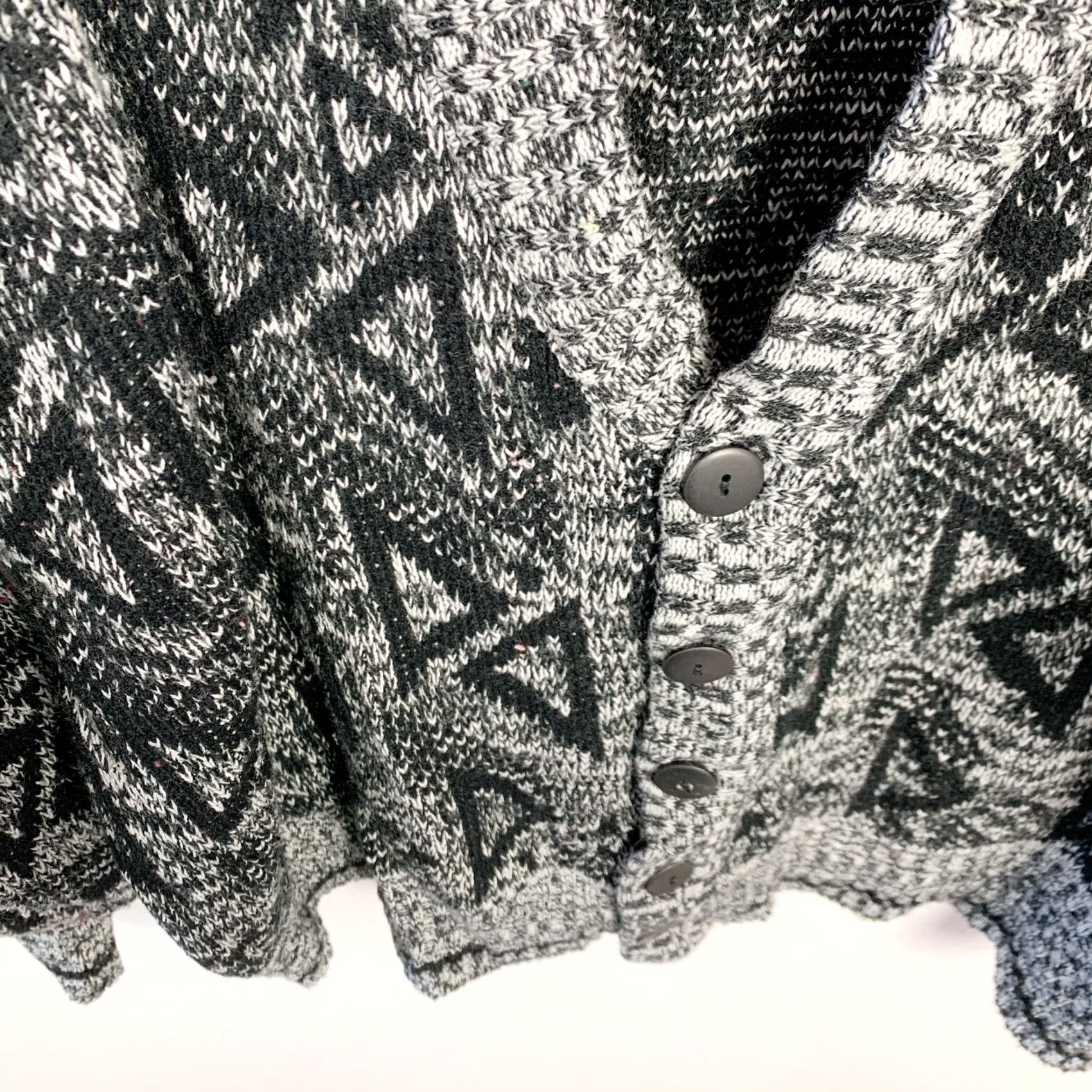 Triangl VINTAGE Sir William Cardigan Grunge Knit XL Mens Abstract Triangles Black 1990s Knit Cardigan Grunge Sir William XL Mens Black 1990s Size US XL / EU 56 / 4 - 4 Thumbnail