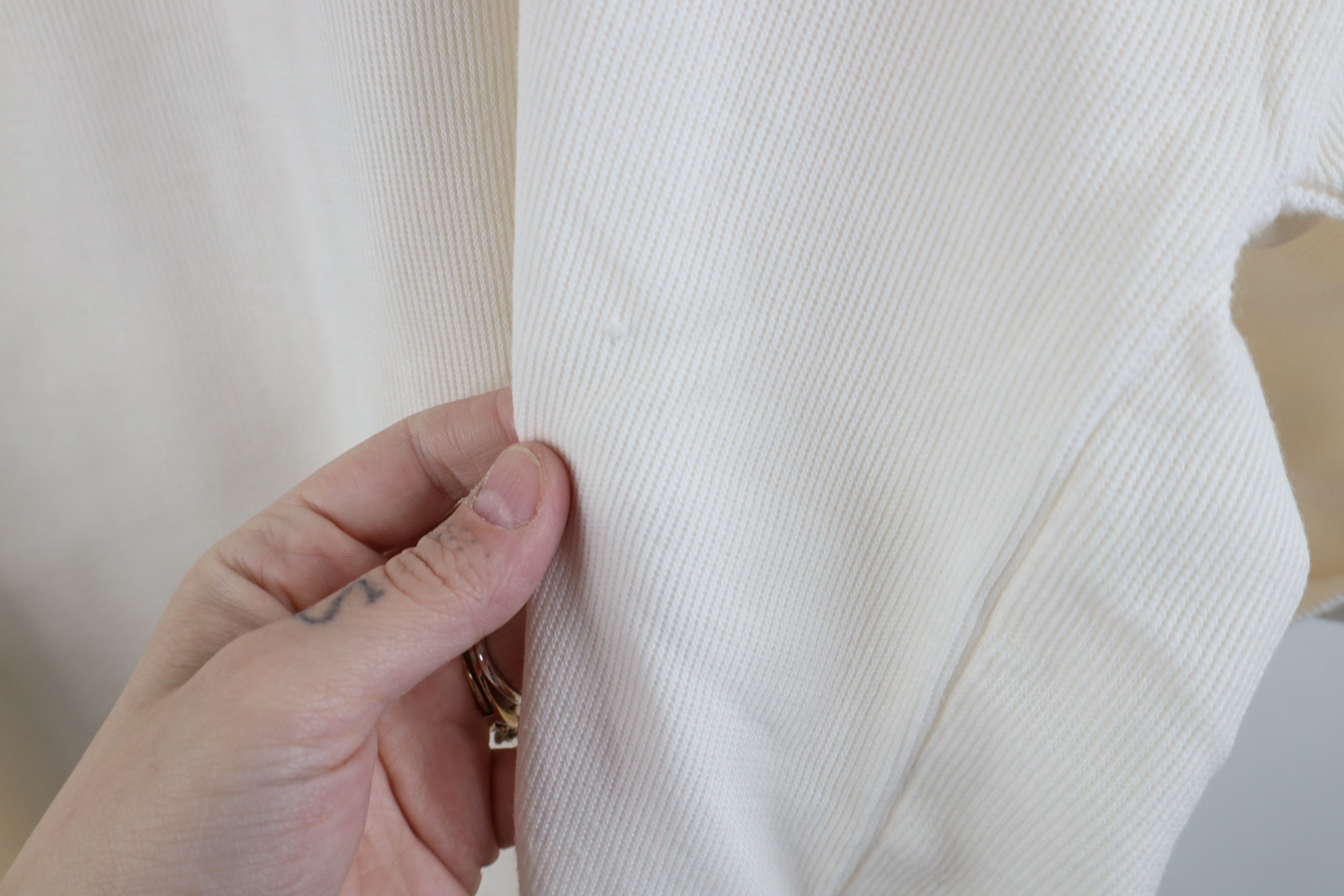 Express × Vintage Vintage 90s Express Baggy Thermal Waffle Knit T-Shirt Cream Size L / US 10 / IT 46 - 11 Thumbnail