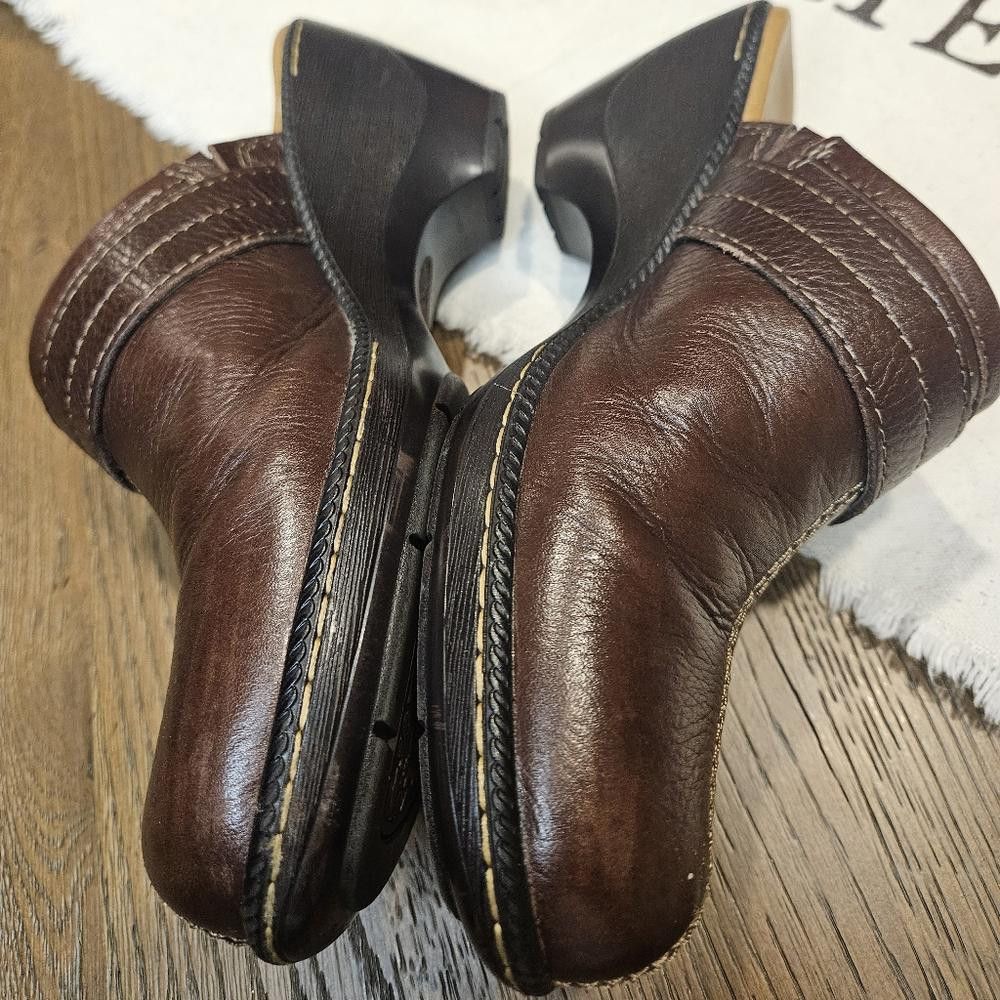 SOFTMACHINE Söfft Brown Leather Clogs - Comfortable Slide-On Shoes Size US 7.5 / IT 37.5 - 2 Thumbnail