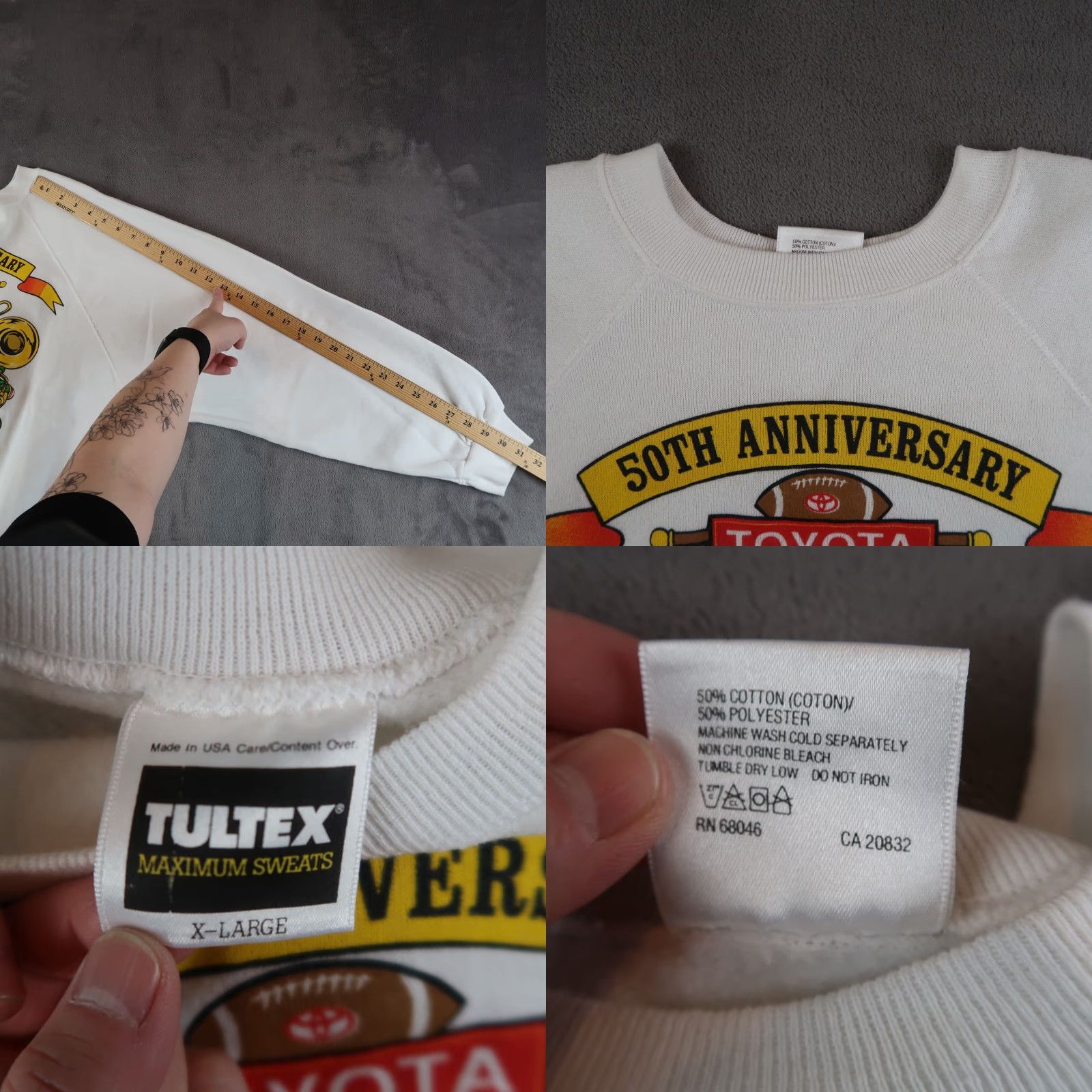 Vintage VINTAGE 90s Men's Sweatshirt Crew Neck 1996 Toyota Gator Bowl 50th Anniversary XL White Graphic Print USA Made Size US XL / EU 56 / 4 - 8 Thumbnail