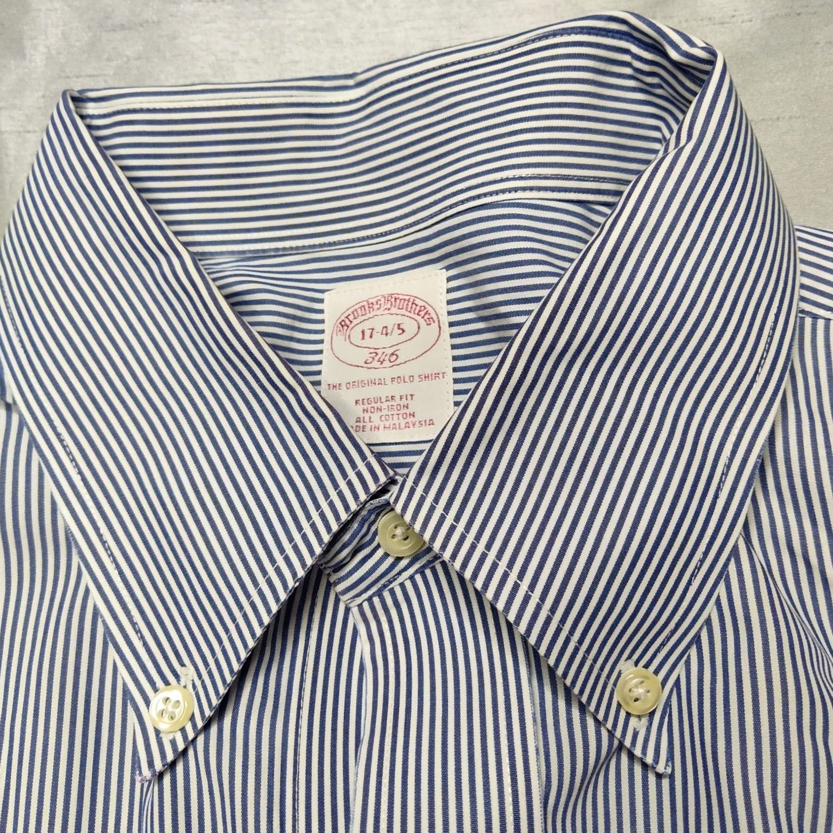 Brooks Brothers BROOKS BROTHERS 346 Non-Iron All-Cotton Blue Pinstripe Button Shirt Men 17-4/5 Regular Xl? No, keep accurate: 17-4/5 Size US XL / EU 56 / 4 - 5 Thumbnail