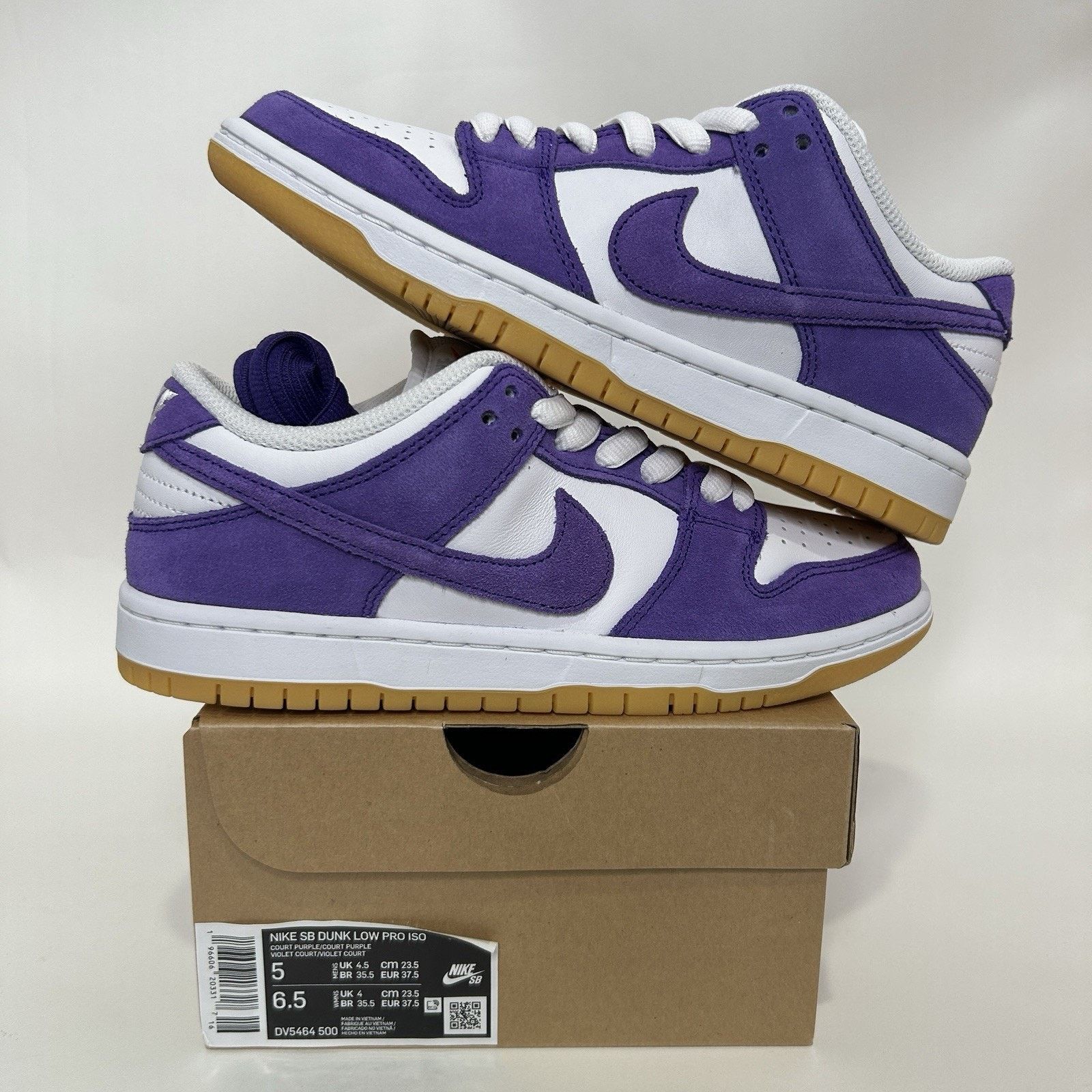 Nike Nike SB Dunk Low Pro ISO Orange Label “Court Purple Gum” Size US 5 / EU 37 - 1 Thumbnail