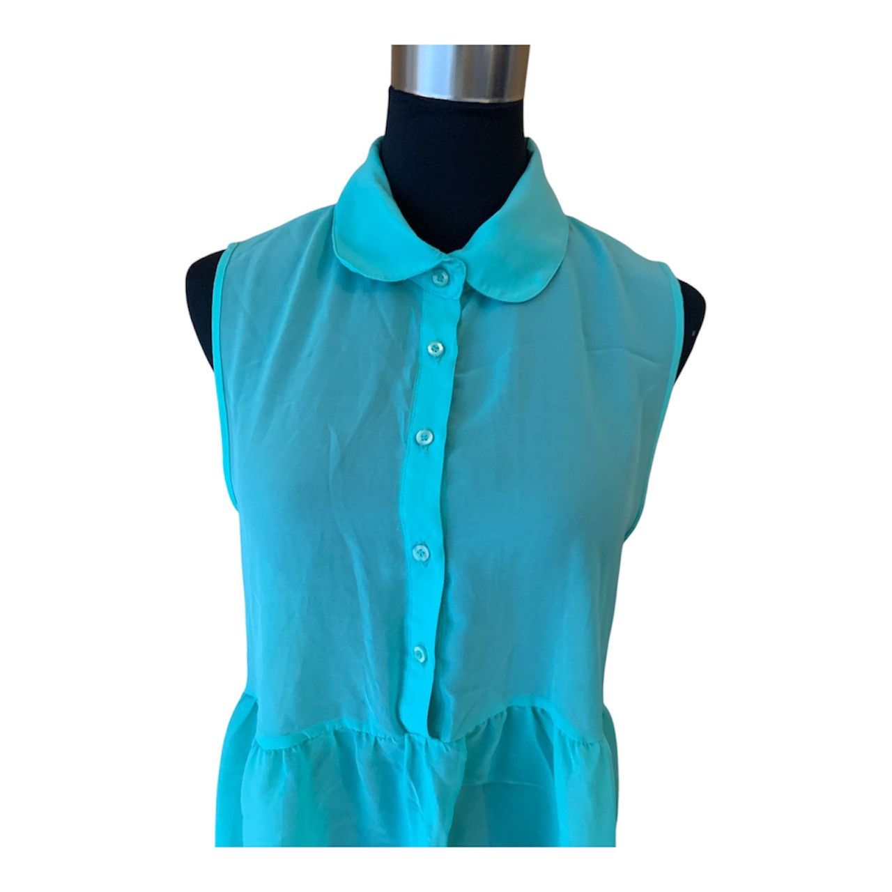 Vintage Vintage Y2K Teal Sheer Chiffon Sleeveless Babydoll Blouse Size M / US 6-8 / IT 42-44 - 8 Thumbnail