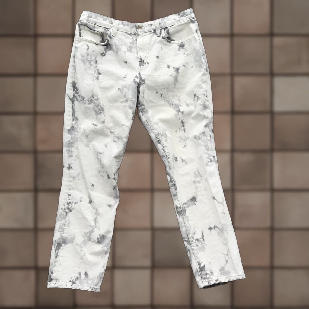 J Brand VINTAGE? No. J Brand Jeans Womens 27 Gray White Sonic Aubry High Rise Tie Dye Straight Cotton Jeans 27 White Tie Dye 100% Cotton Womens Jeans Size 27" / US 4 / IT 40 - 1 Thumbnail