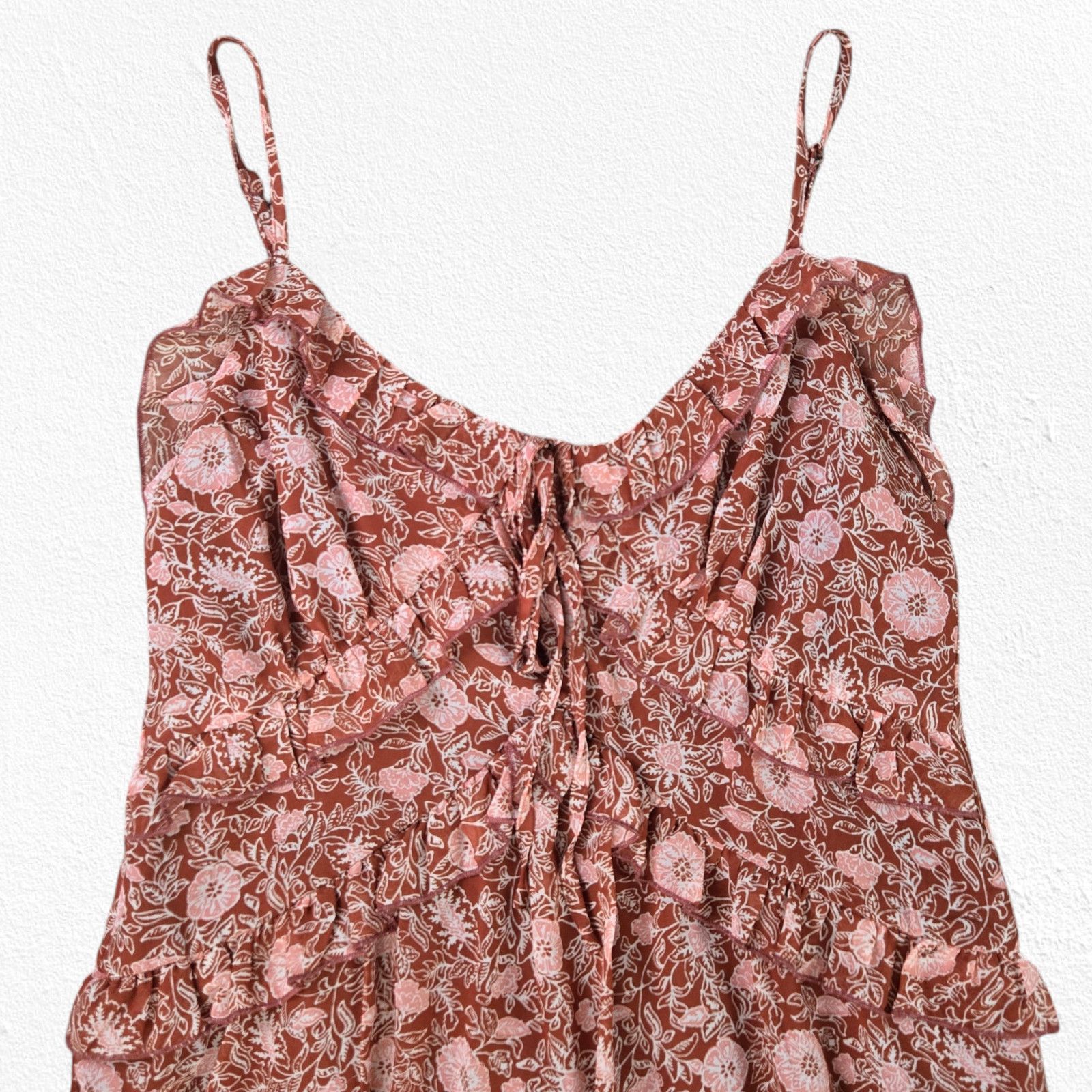 Forever 21 Forever 21 Burnt Orange Floral Boho Mini Dress Size Medium Size M / US 6-8 / IT 42-44 - 3 Thumbnail