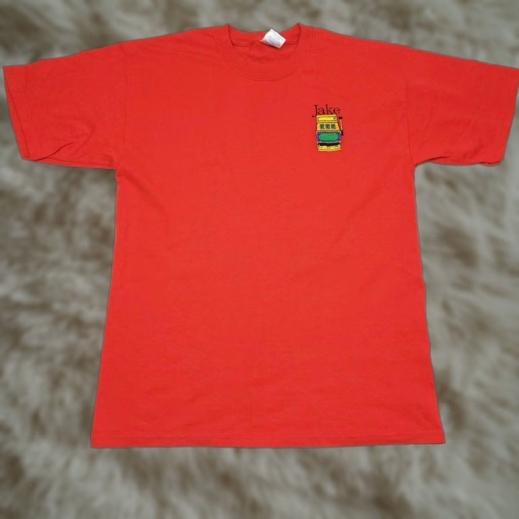Gildan Gildan Shirt Adult Large Red Crew Neck Short Sleeve Embroidered Jake Casino Slot Machine T-Shirt Size US L / EU 52-54 / 3 - 1 Thumbnail
