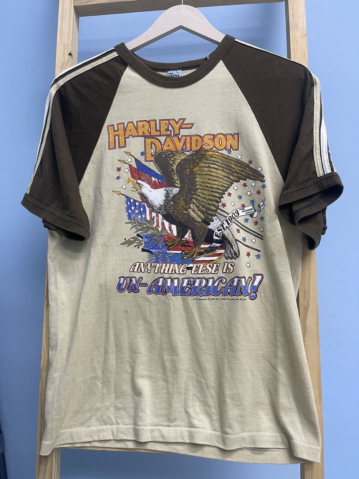 Rare Harley Davidson Raglan Tee artwork by P. Smith