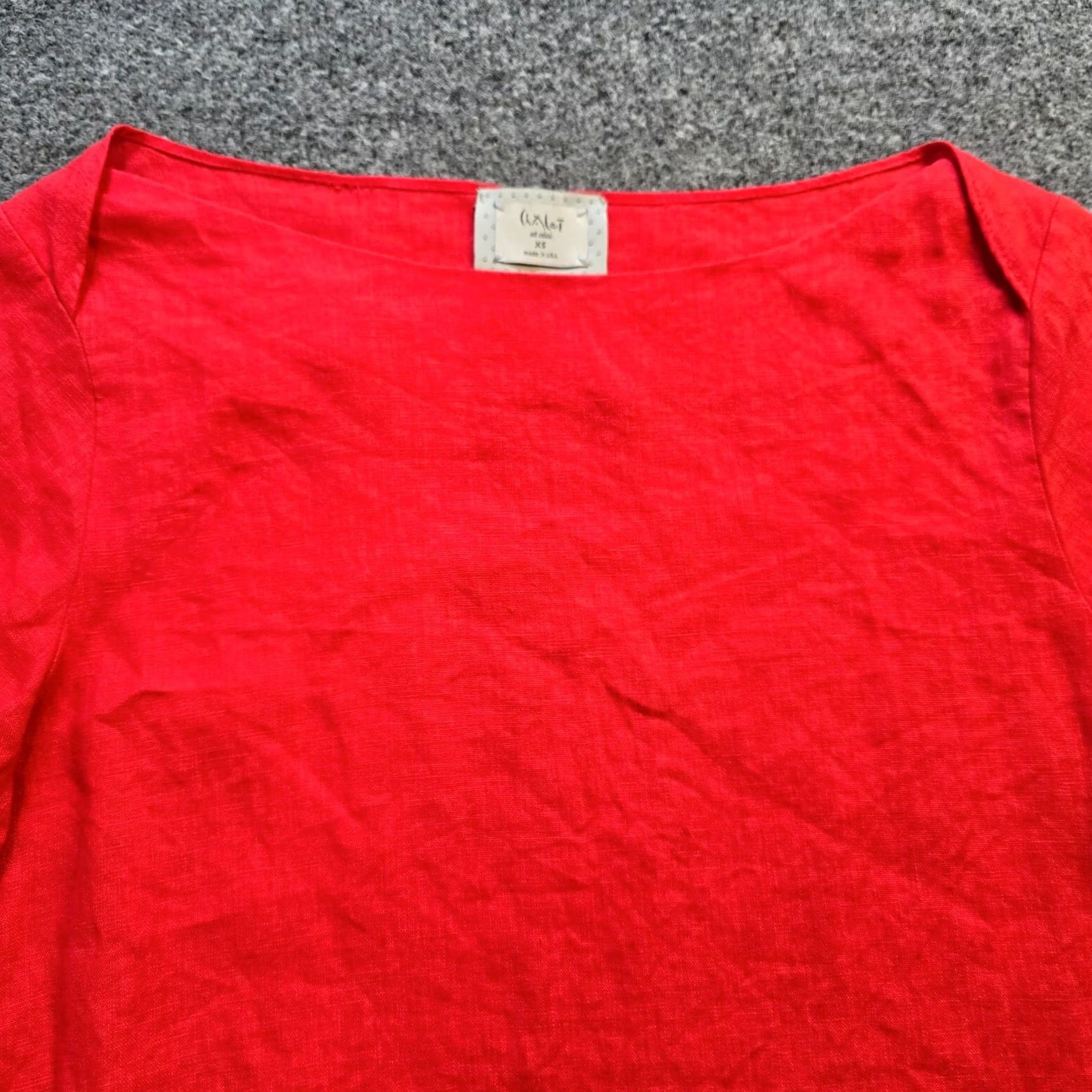 Vintage Chalet Et Ceci Red Linen Flare Sleeve XS Women Casual Capsule Top Size XS / US 0-2 / IT 36-38 - 2 Thumbnail
