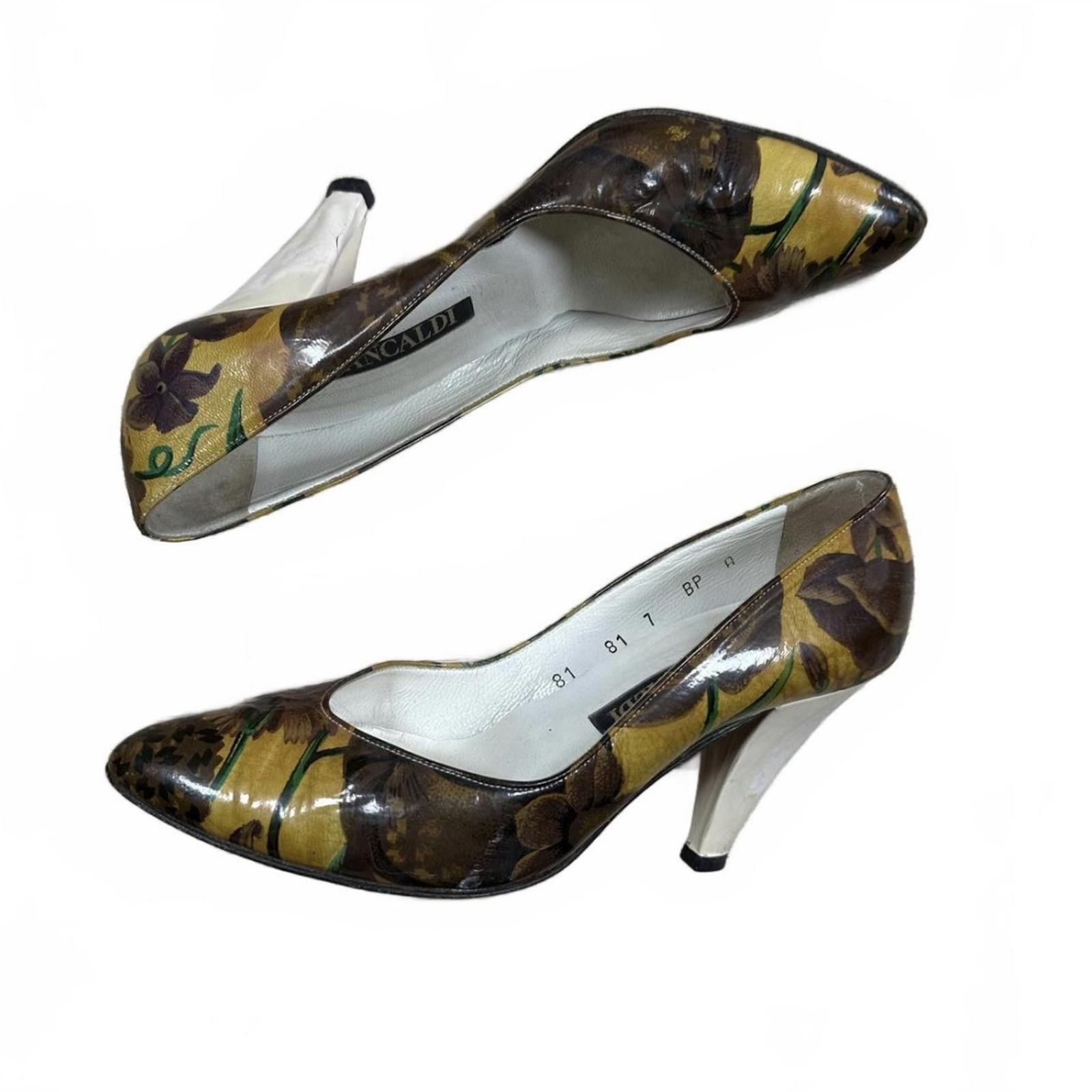 Other Pancaldi Heels Italian Leather Floral Design Size 7 Vintage Size US 7 / IT 37 - 2 Thumbnail