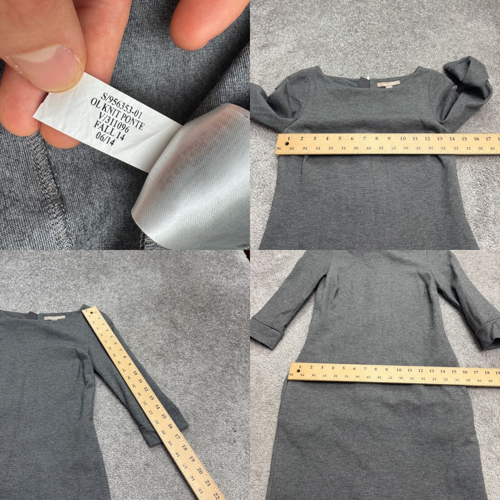 Banana Republic Banana Republic Dress Womens 00P Gray Midi Sheath Ponte Knit 3/4 Sleeve Pockets Size XXS / US 00 / IT 34 - 8 Thumbnail