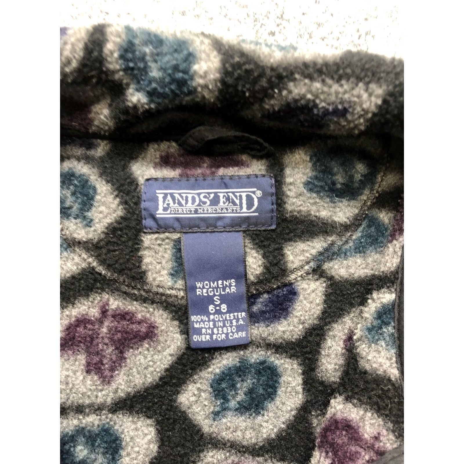 Lands' End VINTAGE Lands' End Jacket Womens Small Black Fleece Full Zip Geometric Mock Neck USA Size S / US 4 / IT 40 - 3 Thumbnail