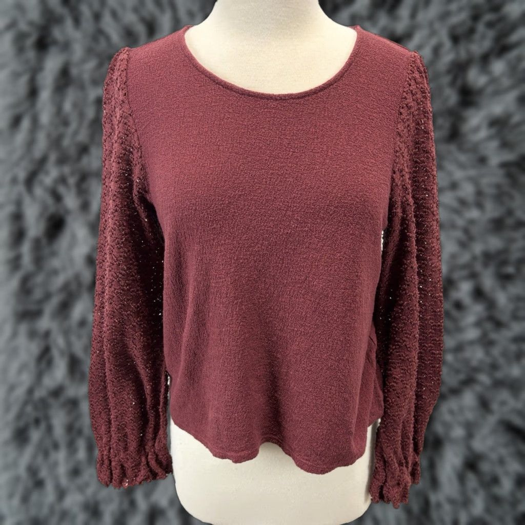 Madewell MADewell Casual Eyelet Ruffle Top Shirt Medium Red Long Sleeve Balloon Sleeve Womens Size M / US 6-8 / IT 42-44 - 1 Thumbnail