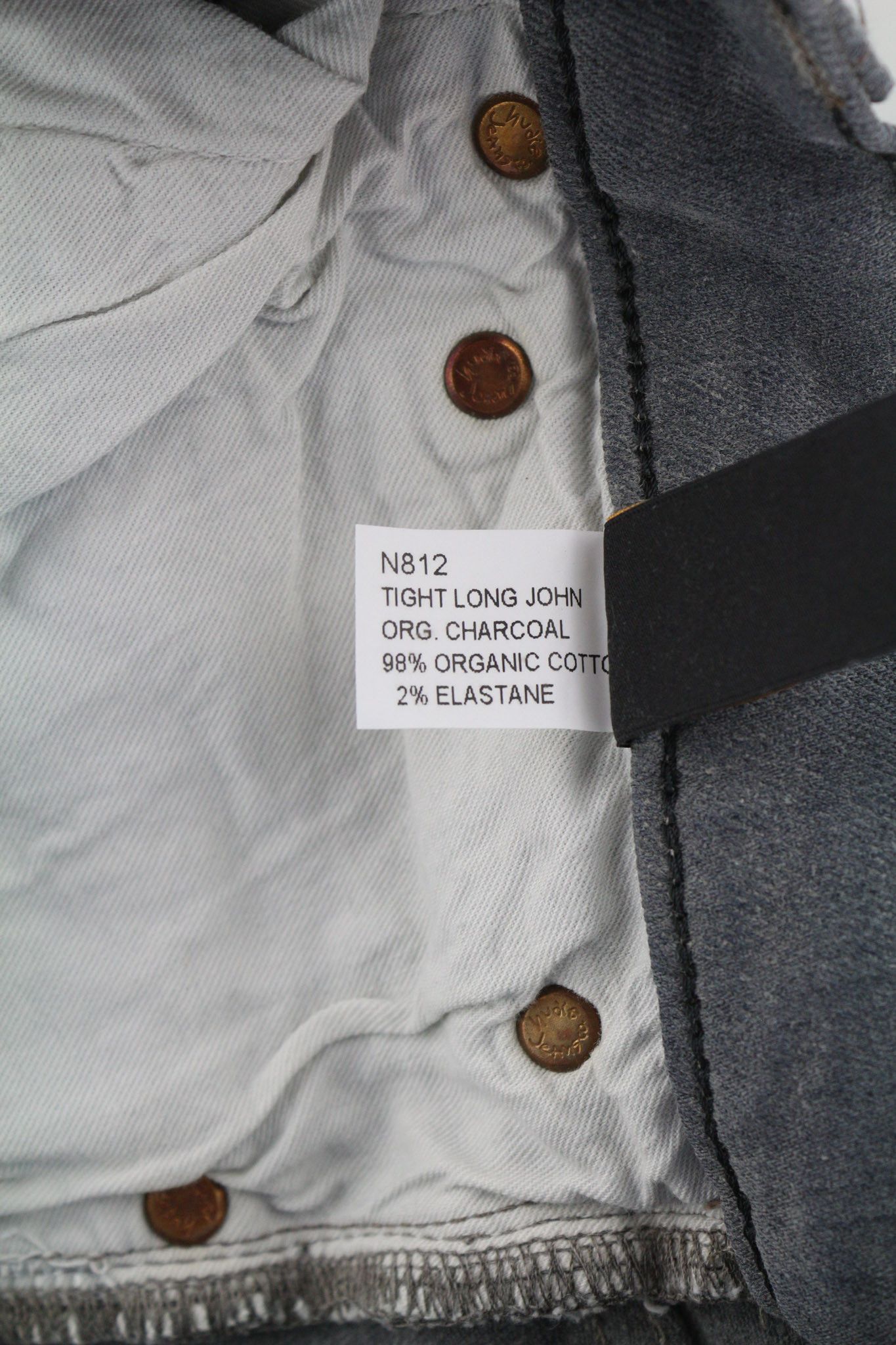 Nudie Jeans TIGHT LONG JOHN W29/L32 Organic Charcoal Denim Fit 80680 Size US 29 - 7 Thumbnail