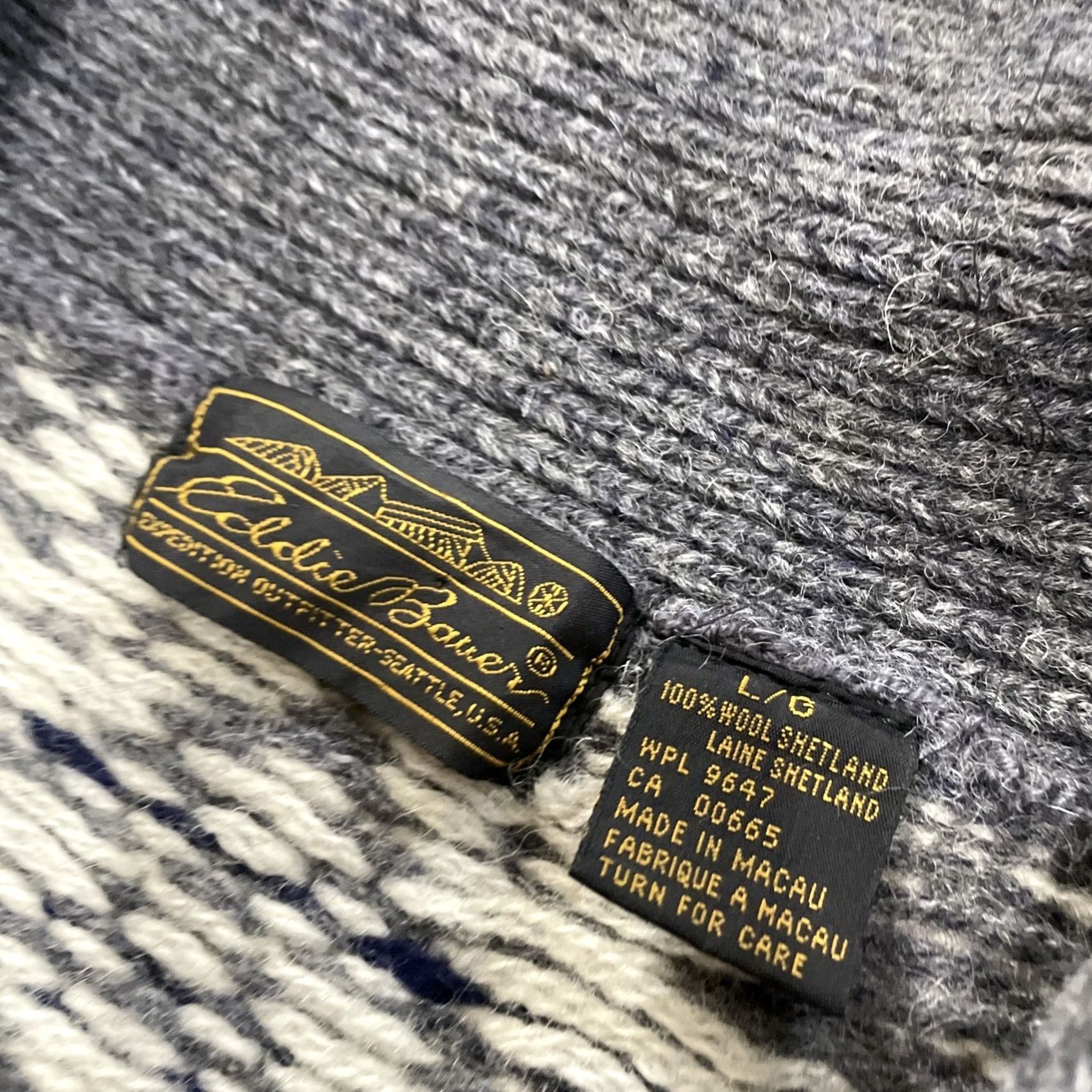 Eddie Bauer VINTAGE Eddie Bauer Cardigan Men L Wool Geometric Knit Crew Neck Blue Gray Capsule 80s 90s Nordic Pattern Christmas Holiday Americana Rustic Size US L / EU 52-54 / 3 - 6 Thumbnail