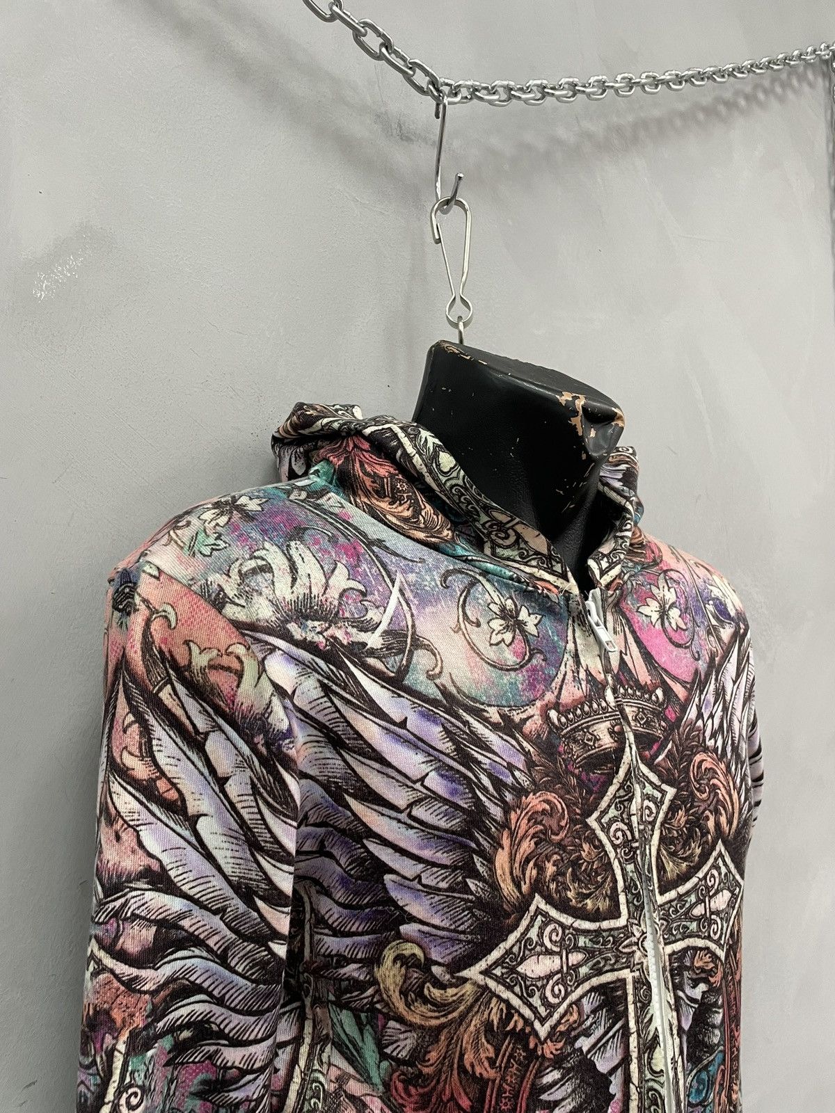 Hysteric Glamour Affliction style gothic cross print colorful Y2K zip hoodie Size US S / EU 44-46 / 1 - 6 Thumbnail