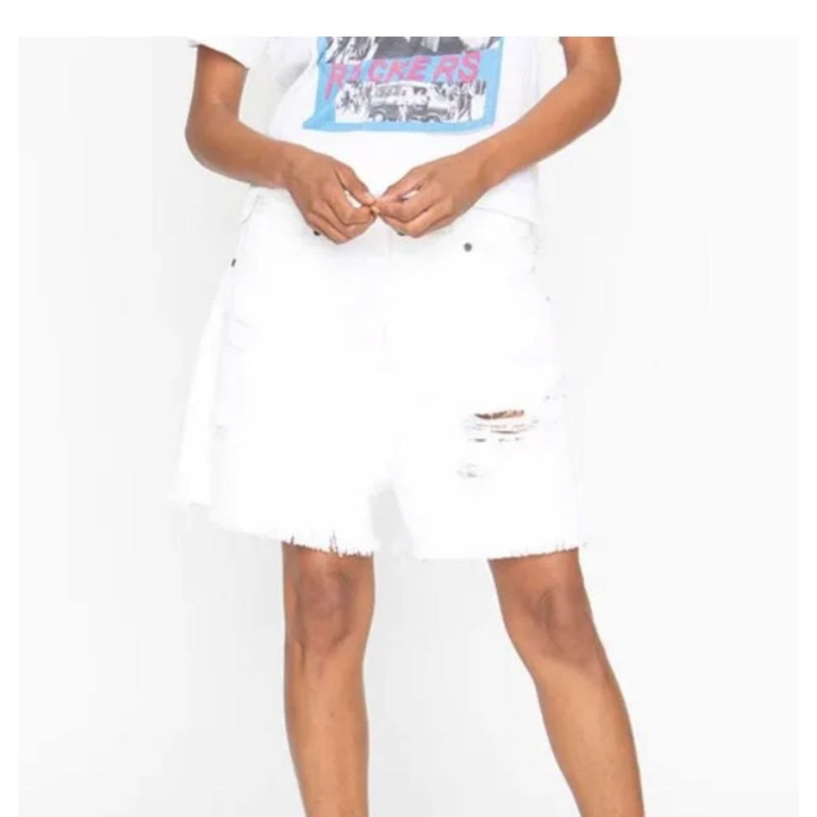 Sandrine Rose Sandrine Rose Shorts White Raw Hem Short Style R3019 Sz 27 Size 27" / US 4 / IT 40 - 1 Thumbnail