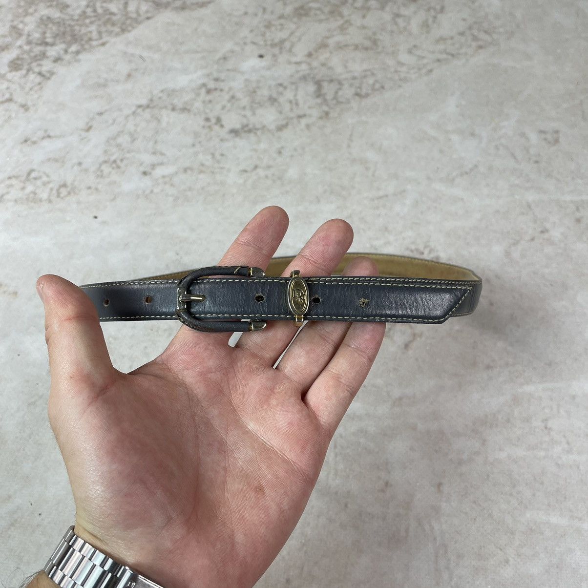 Christian Dior Monsieur × Vintage Vintage Christian Dior Aniline Cowhide Gold Leather Belt Size ONE SIZE - 2 Thumbnail