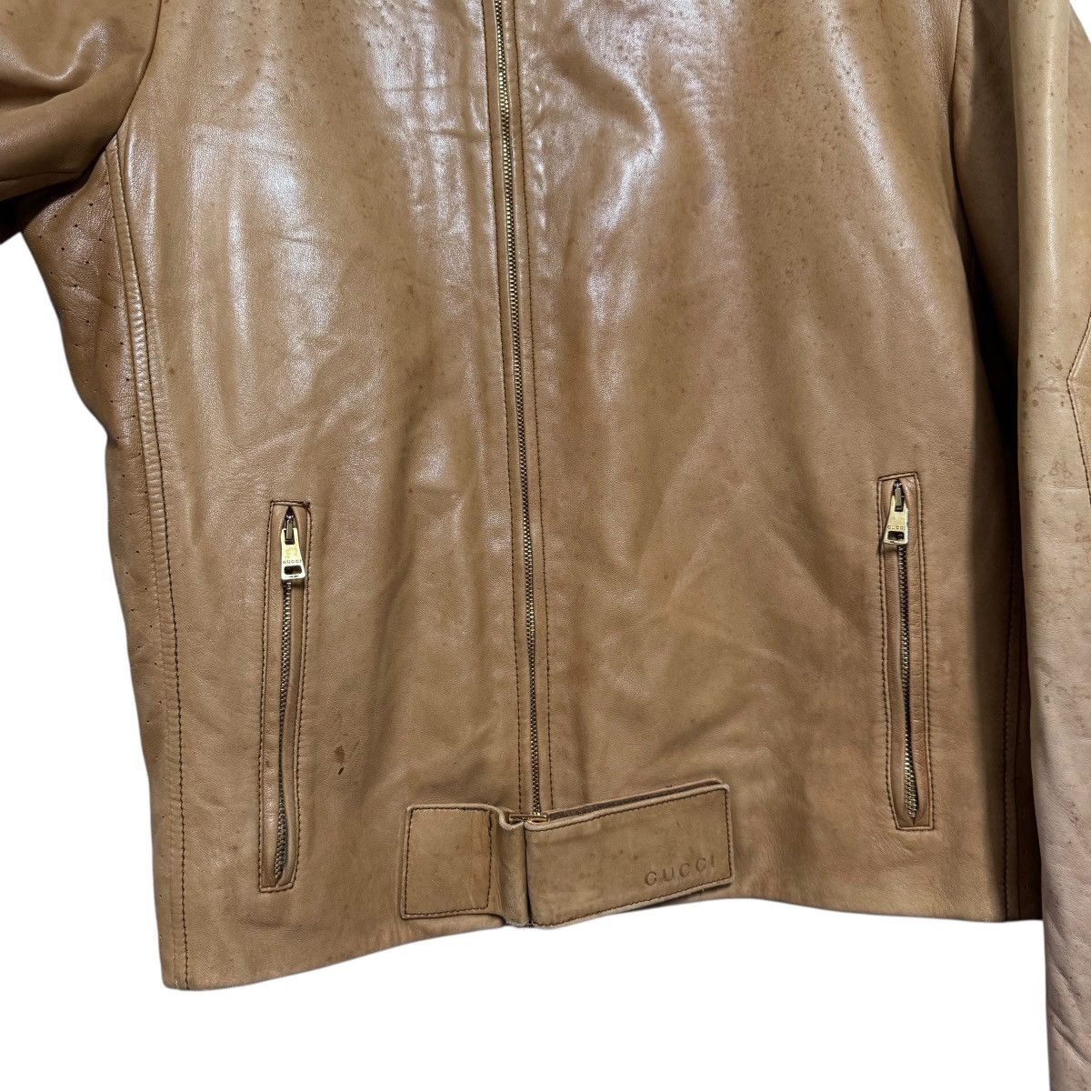 Gucci Gucci By Tom Ford Leather Moto Jacket Patina Size US M / EU 48-50 / 2 - 9 Thumbnail