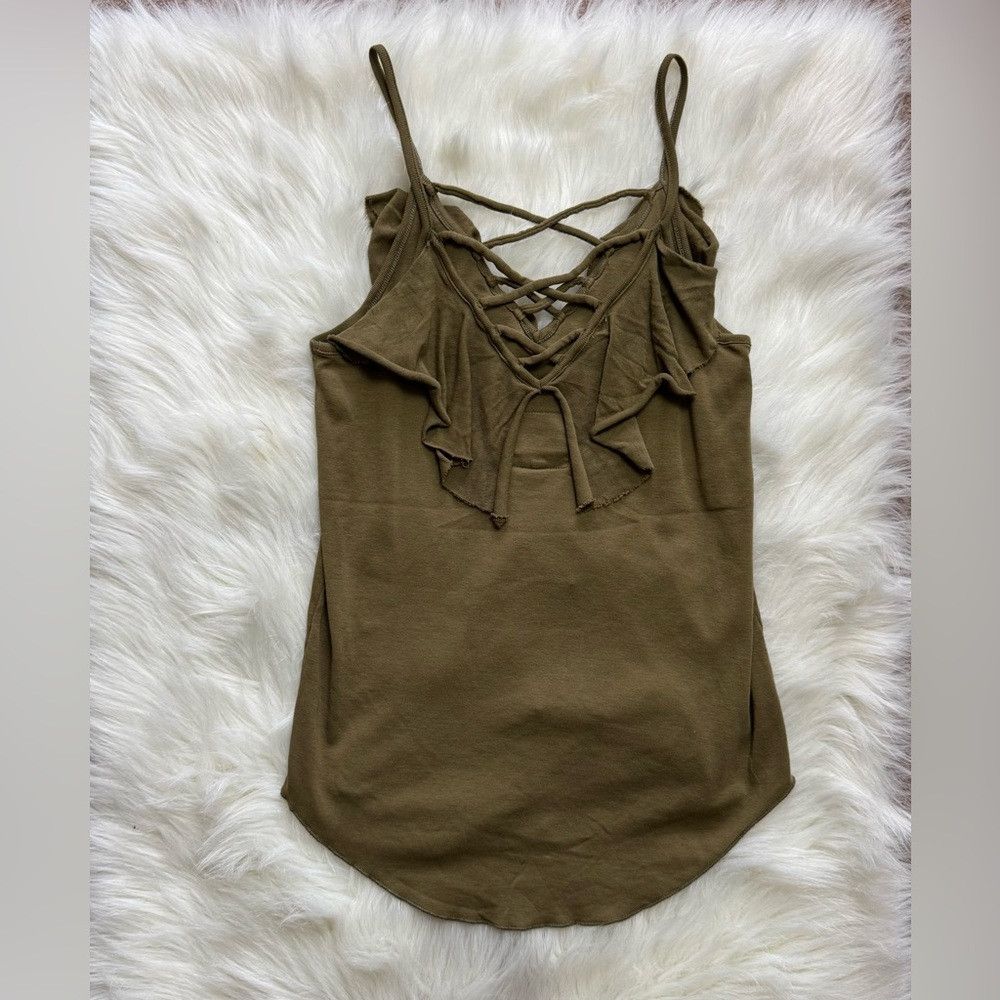 Other Chaser Khaki Strappy Top Olive Green Ruffle Layering Camiso Size M / US 6-8 / IT 42-44 - 3 Thumbnail