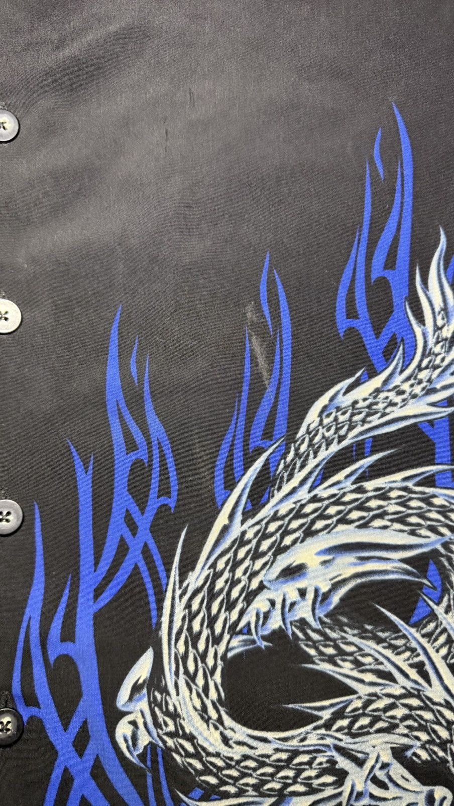 JNCO Vintage / Y2K 1990s Silver Dragon Flame Button Up Size US L / EU 52-54 / 3 - 5 Thumbnail