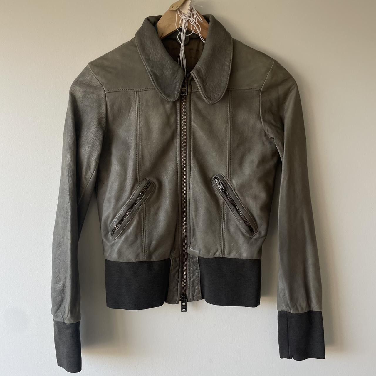 Genuine Leather × Giorgio Brato giorgio brato grey green textured leather jacket Size XS / US 0-2 / IT 36-38 - 1 Thumbnail