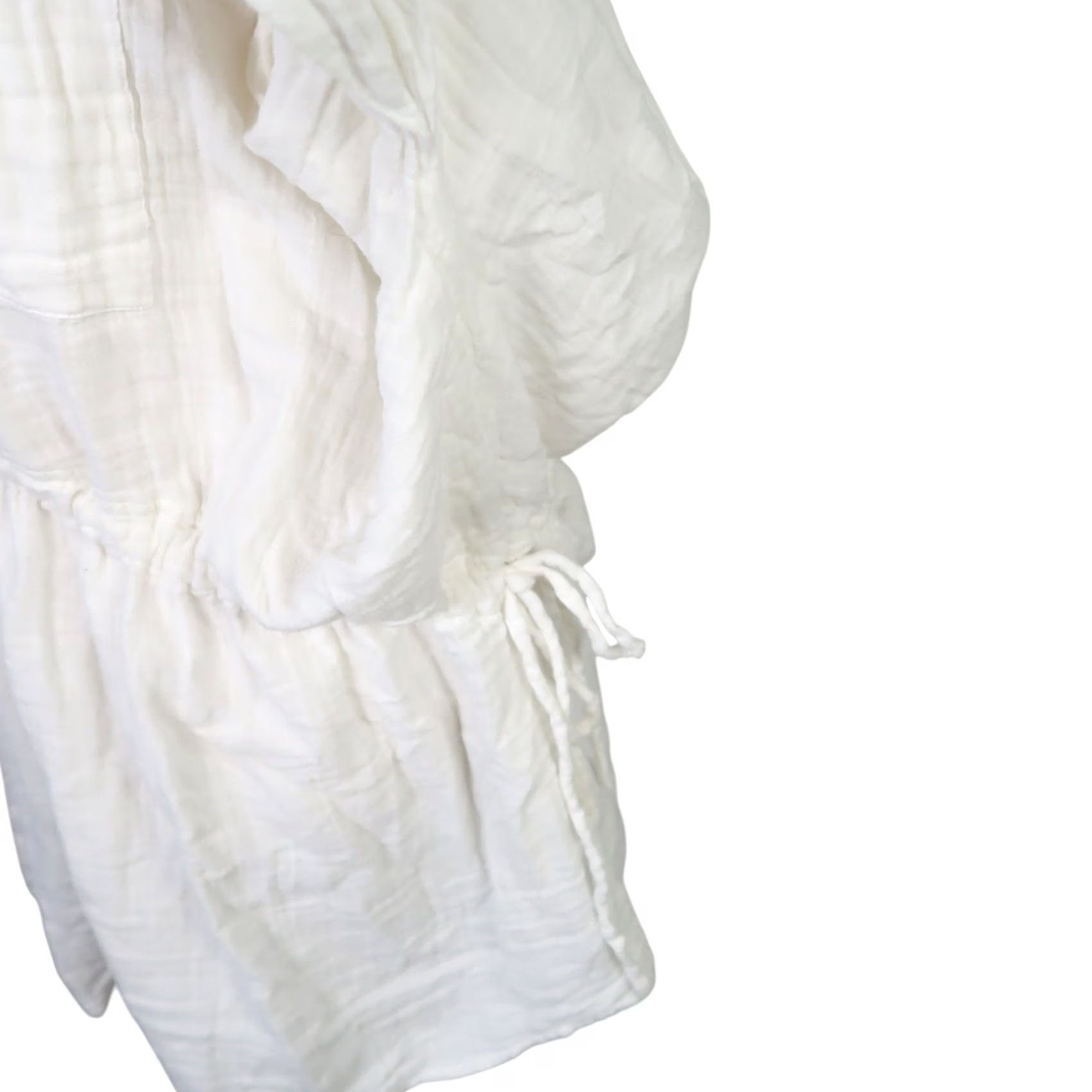 Vintage VINTAGE Elan White Cotton Button Front Cinch Waist Tunic Top 3/4 Sleeve Small Womens Tunic Cotton White Solid 3/4 Sleeve Cinch Waist Button-Up Blouse Size S / US 4 / IT 40 - 5 Thumbnail